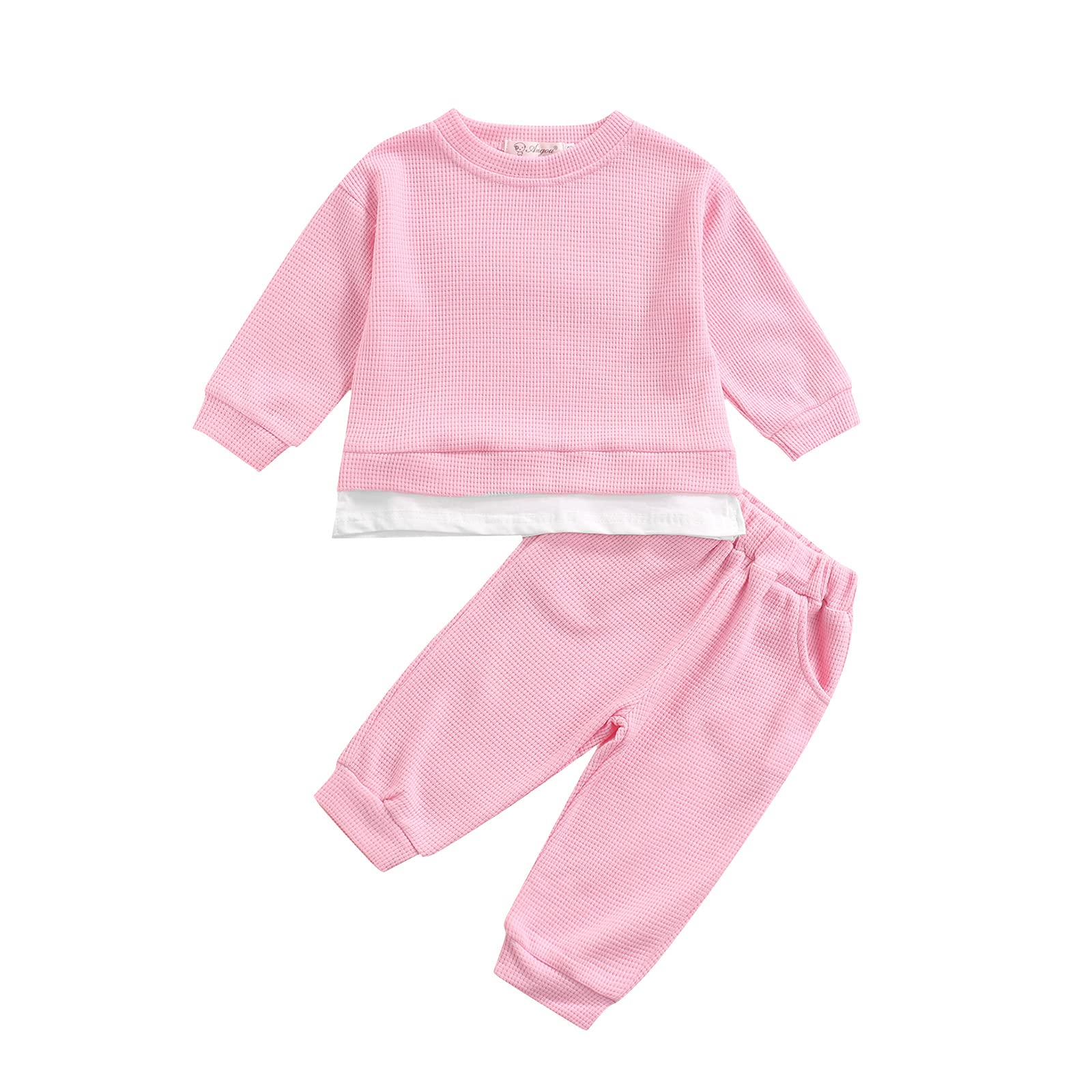 Baby Girls & Boys Fall Knit Outfits - Cozy Long Sleeve Pullover Top + Pants Set | Loose Fit Tracksuit for Playdates & Autumn Adventures