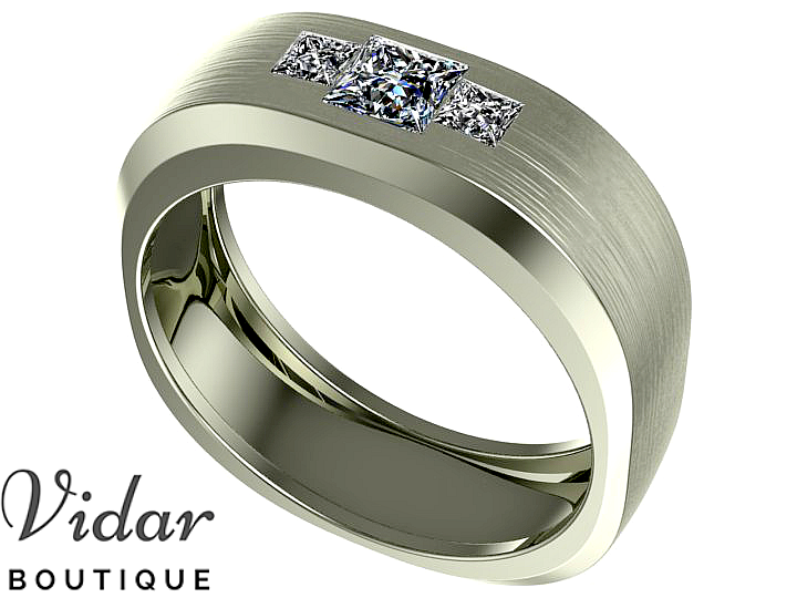 Exquisite 14K White Gold Men's Diamond Wedding Band - Elegant & Durable Ring for Engagement, Anniversary & Special Occasions
