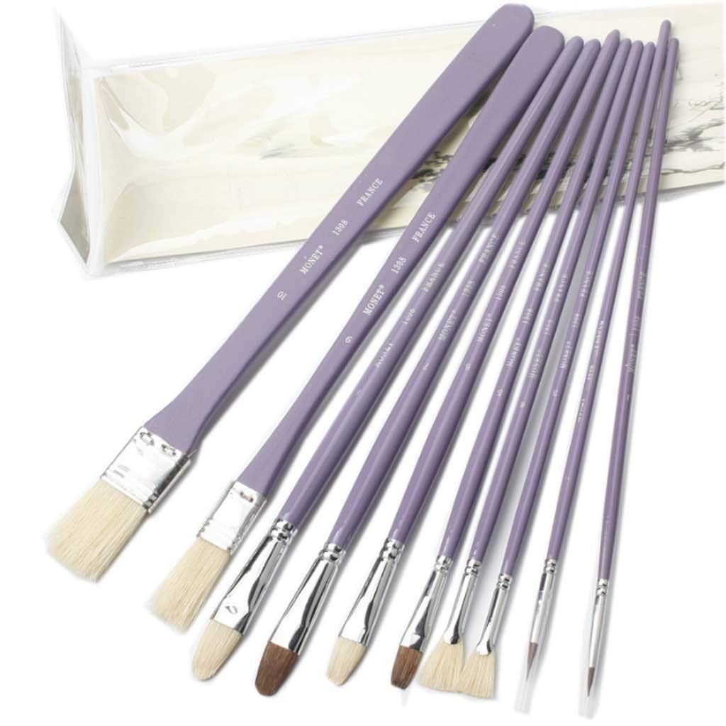 10Pcs Nylon Paint Brush Set for Acrylic, Oil & Digital Painting - Artist Brushes for Canvas, Watercolor & Fine Art - Perfect for Beginners & Professionals