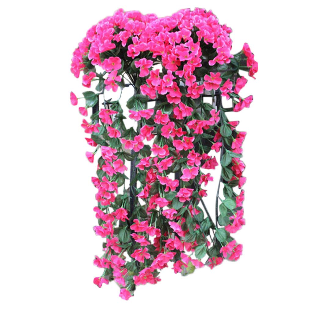 Juesi Artificial Violet Hanging Flowers - Fake Silk Wisteria Garland for Wall Decor, Wedding, Party & Home Decoration (Hot Pink)