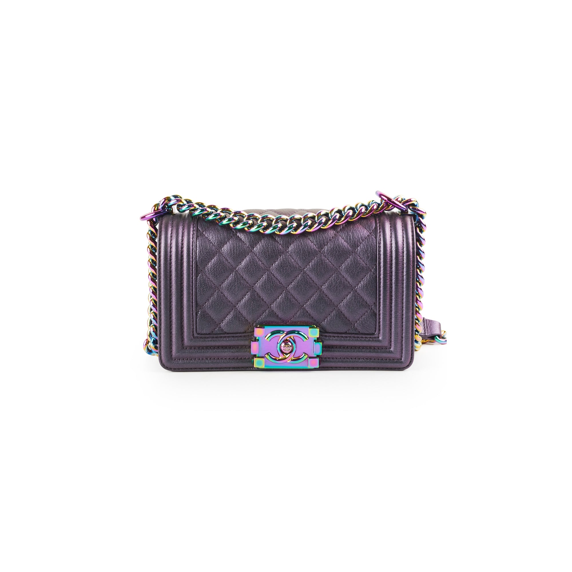 Chanel Small Boy Bag Mermaid Iridescent Purple Leather Crossbody Bag for Women - Perfect for Evening Parties, Date Nights & Luxury Fashion Accessories