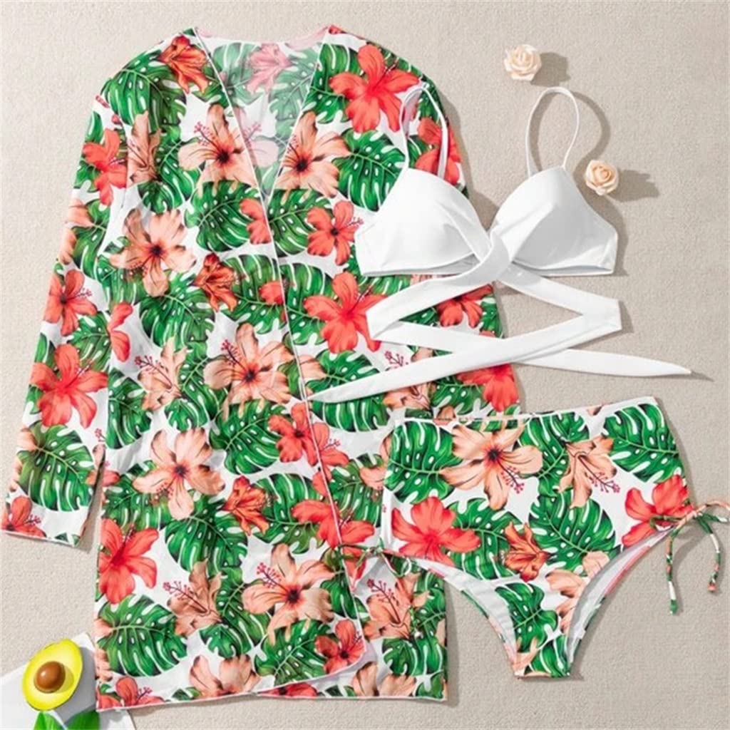 JRDHGRK Women's High Waist Bikini Set - Printed Lace Up Swimsuit, Summer Beachwear Swimwear for Women (Medium, Color A) | Perfect for Pool Parties, Beach Vacations & Tropical Getaways