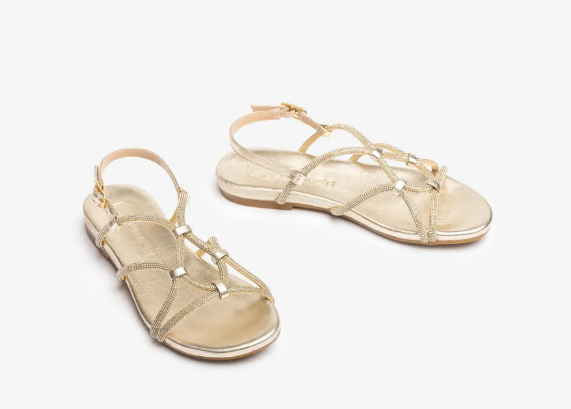 UNISA Women's Gold Flat Sandals - COOPER Comfortable Summer Beach Sandals for Walking, Travel & Casual Outfits