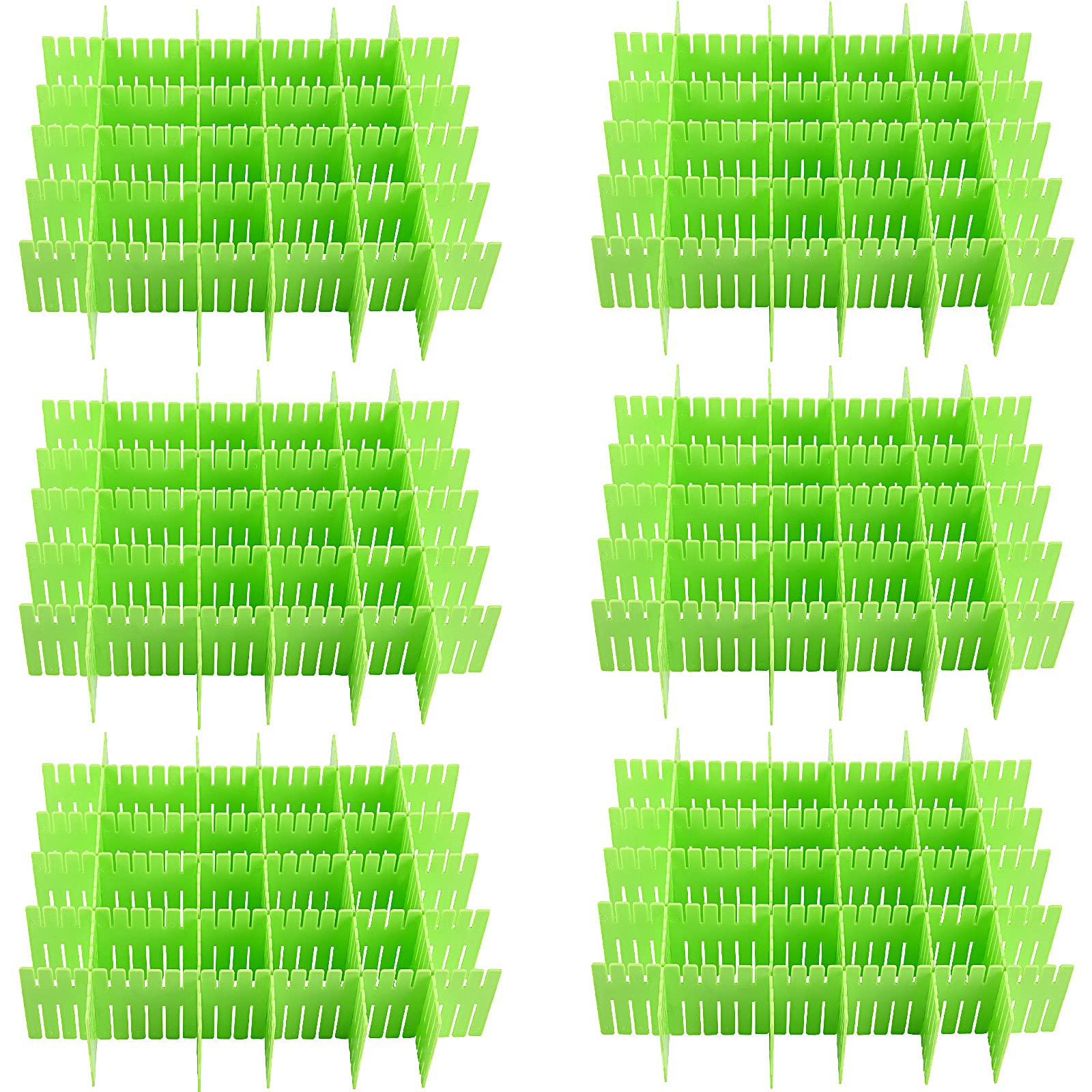 ZOENHOU 60 PCS Green Plastic Drawer Dividers - 12.6 x 2.8 Inch Adjustable Organizer for Makeup, Kitchen, Office & Home Storage | Perfect for Drawers, Desktops & Cabinets