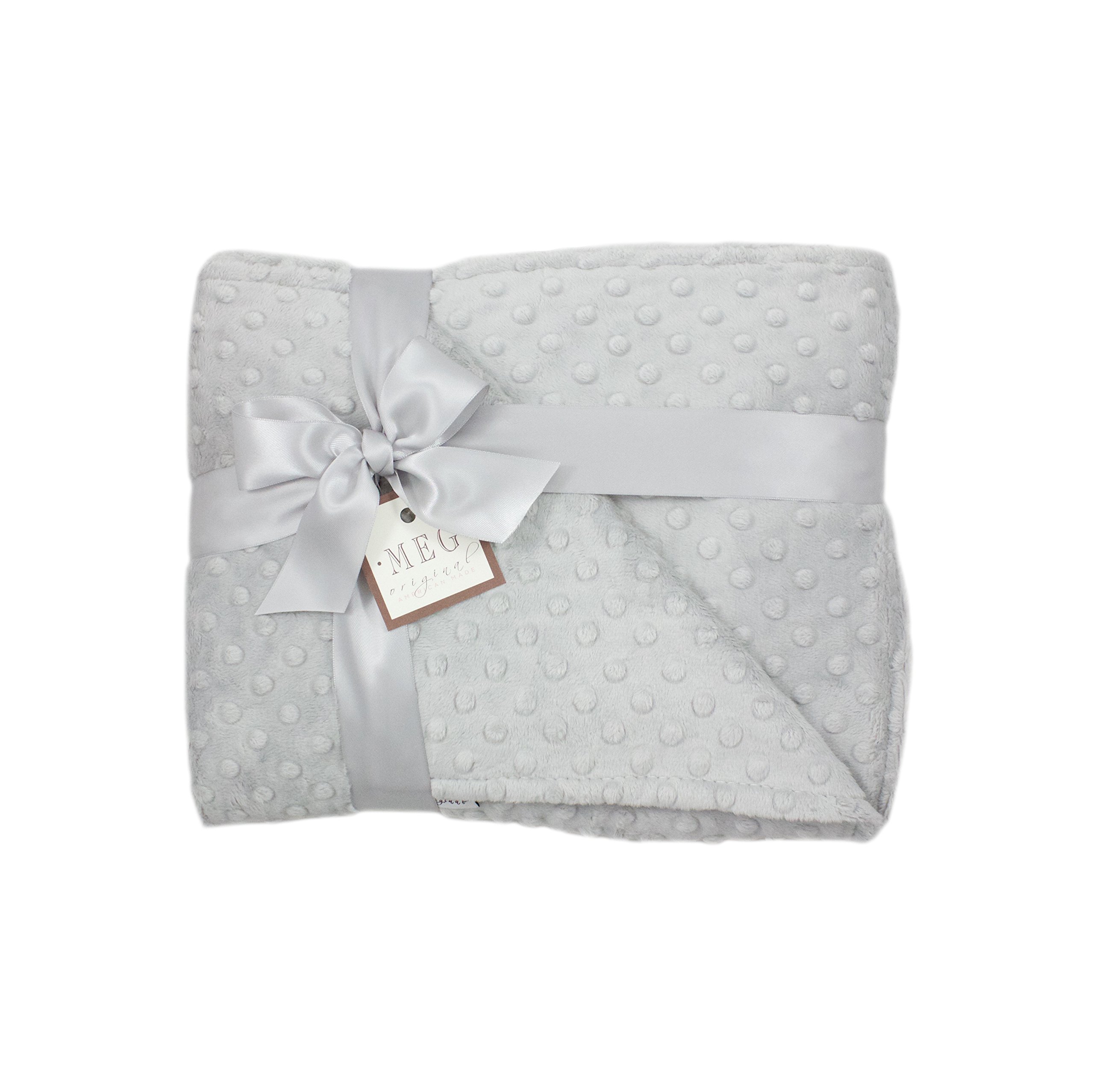 Soft Baby Minky Dot Blanket - Silver Gray for Crib & Nursery Comfort