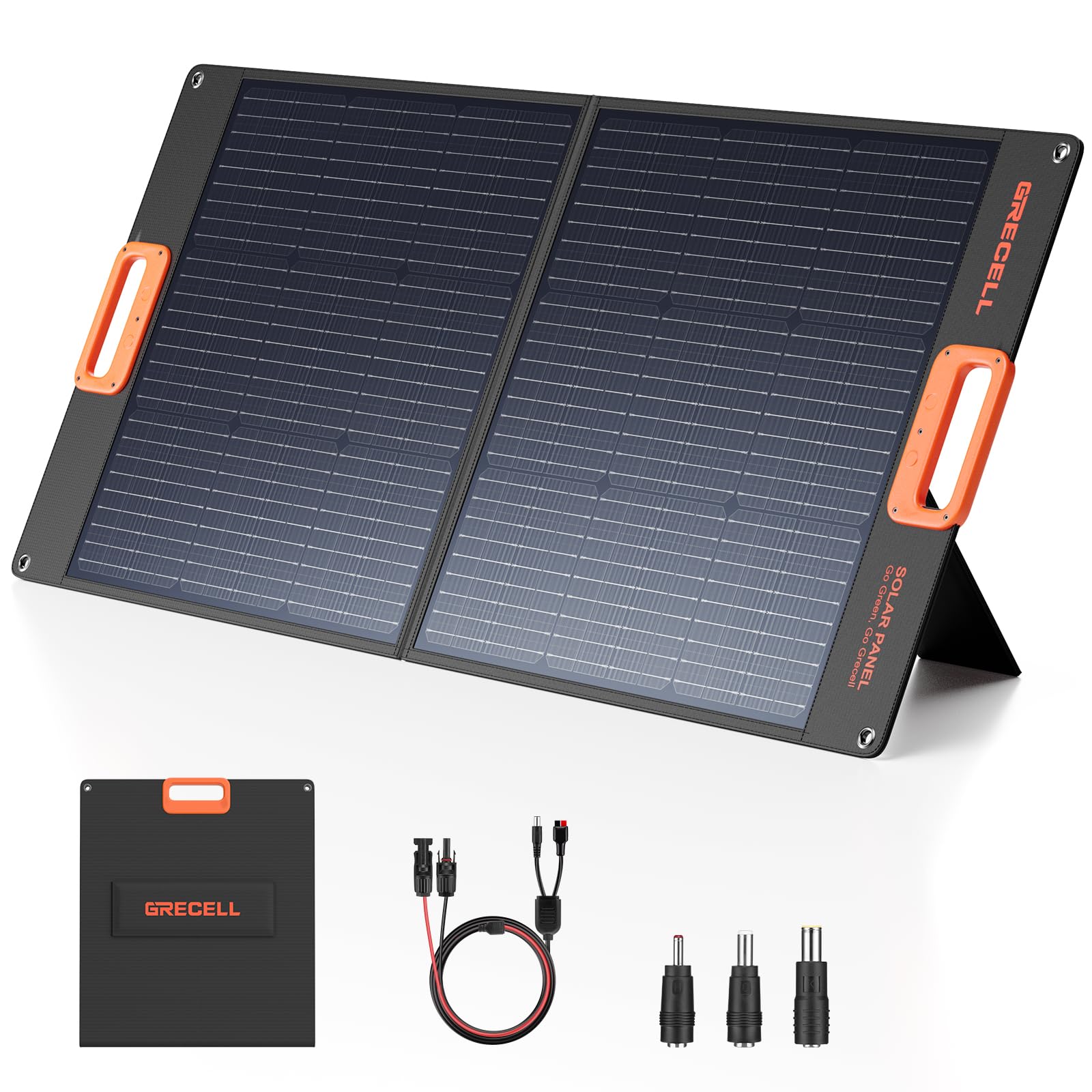 GRECELL 100W Foldable Solar Panel for Portable Power Stations - 20V High-Efficiency Solar Charger with Battery Charger | Perfect for Camping, RV Trips & Outdoor Adventures