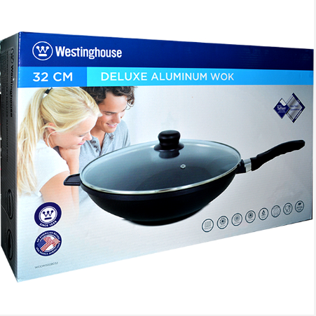Westinghouse Deluxe 32cm Aluminum Wok - Professional Non-Stick Stir Fry Pan for Asian Cooking, Sautéing & Deep Frying - Perfect for Home Chefs & Restaurant Use