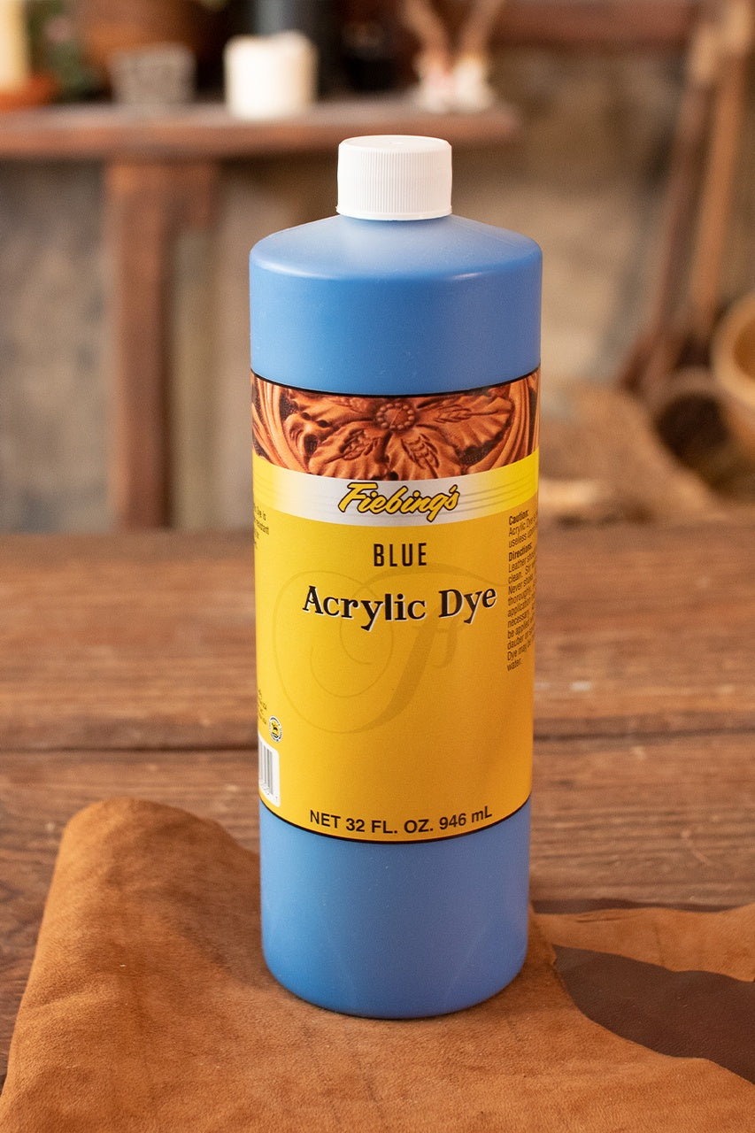 Fiebing's Acrylic Leather Dye - 32 oz (946 ml) Bottle - Vibrant Blue Color for Leather Crafting, Shoe Repair & DIY Projects - Perfect for Belts, Bags, Jackets & Furniture Restoration
