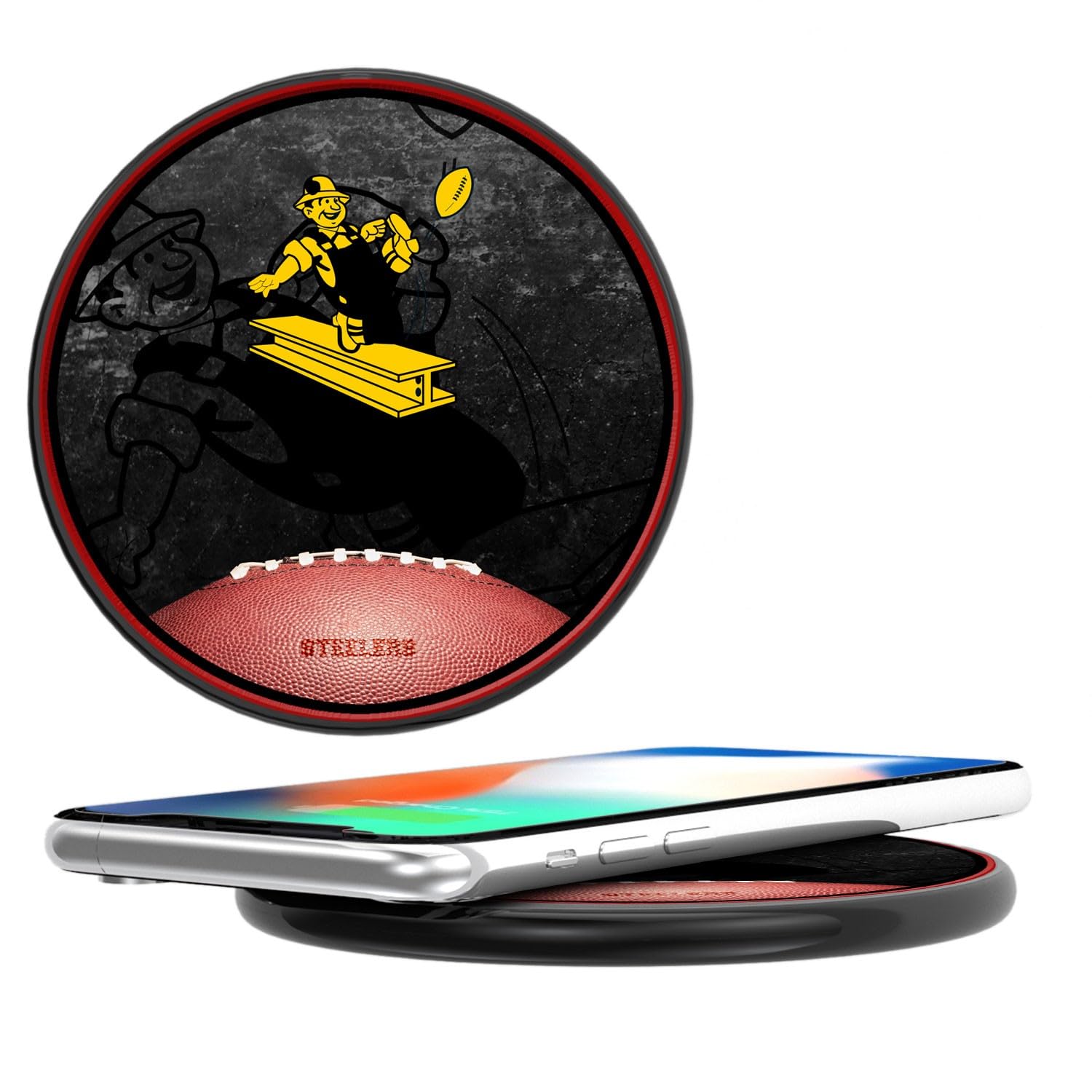 Pittsburgh Steelers 10W Fast Wireless Charger Stand | NFL Team Logo Qi-Certified Charging Pad | Perfect for Home, Office & Car Use