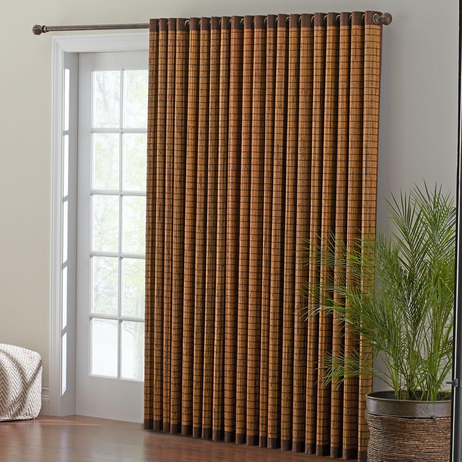 BrylaneHome Grommet Panel Window Curtain - 42 Inch Wide x 84 Inch Long, Honey Oak Brown - Perfect for Living Room, Bedroom & Home Decor