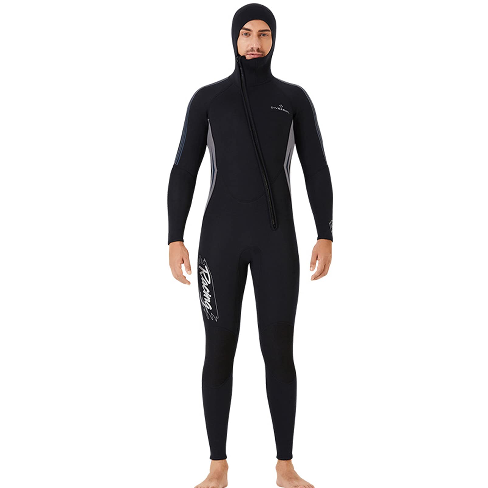 3mm Neoprene Men's Wetsuit - Hooded Long Sleeve Scuba Diving Suit for Surfing, Swimming & Snorkeling | Warm & Flexible Full Body Diving Gear for Cold Water Adventures