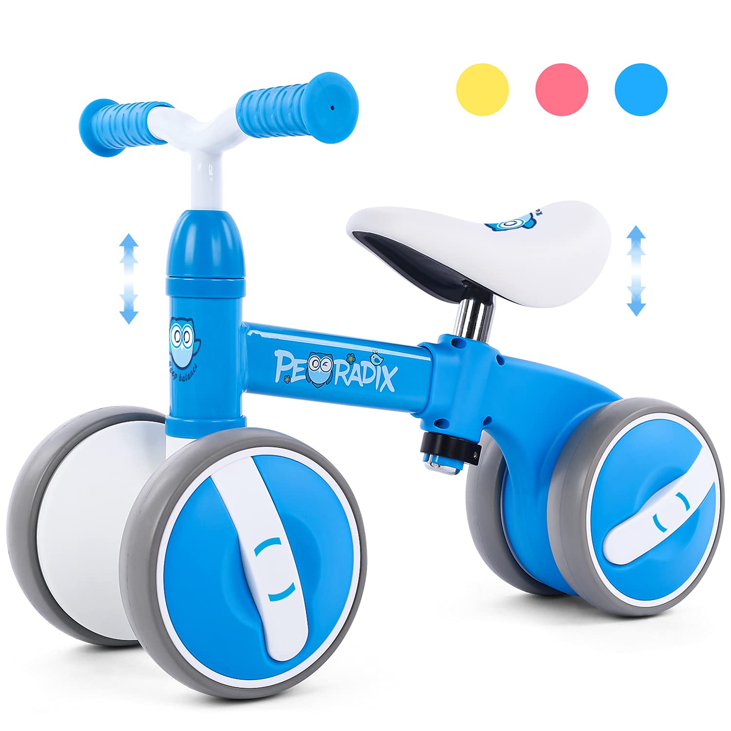 Peradix Adjustable Baby Balance Bike for Toddlers 1-3 Years Old | No Pedal Training Bicycle with Silent Wheels | First Birthday Gift for Boys & Girls | Indoor & Outdoor Riding Toys for Early Childhood Development