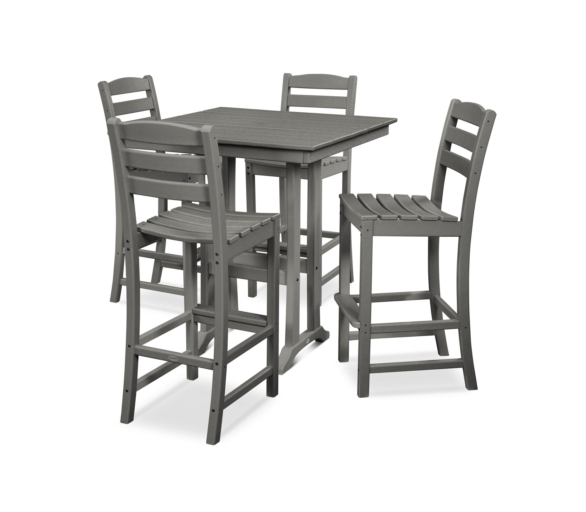 POLYWOOD La Casa Café 5-Piece Farmhouse Trestle Bar Set - Outdoor Patio Dining Furniture for Backyard, Garden & Poolside