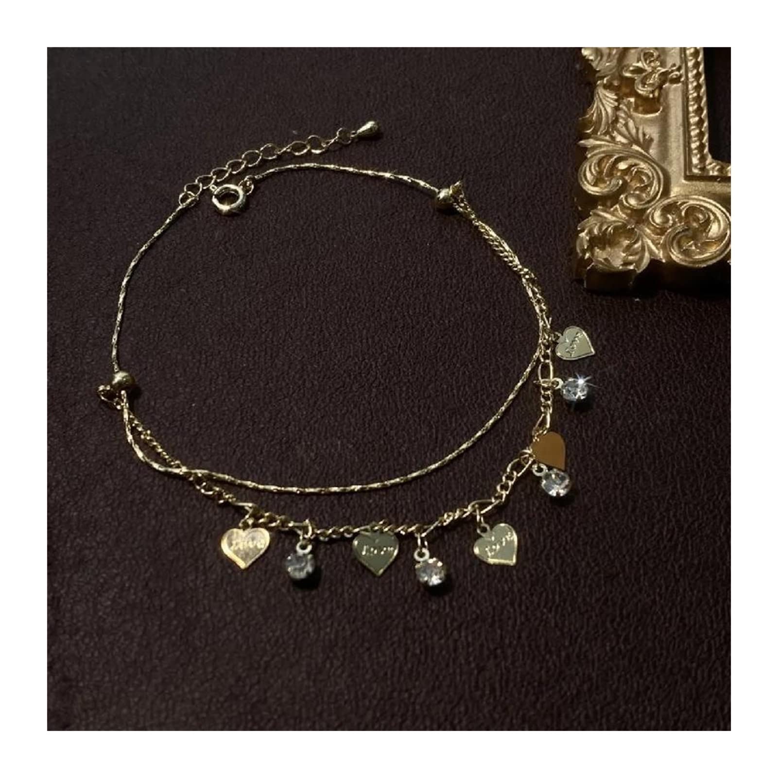Adjustable Golden Metal Anklet for Women - Stylish Lightweight Foot Chain with Flash Drills, Fashionable & Versatile Ankle Bracelet - Perfect for Beach, Parties, and Everyday Wear