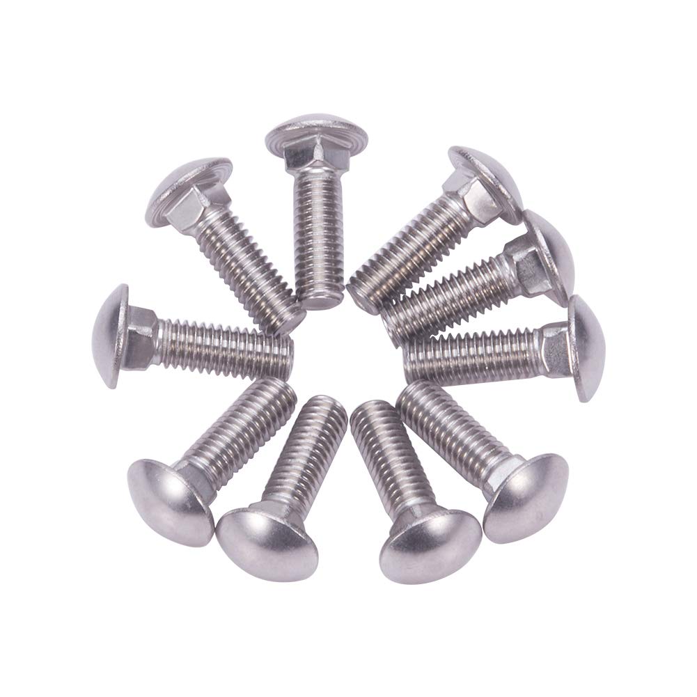 M6x20mm 304 Stainless Steel Carriage Bolts - 10PCS for Automotive & Furniture