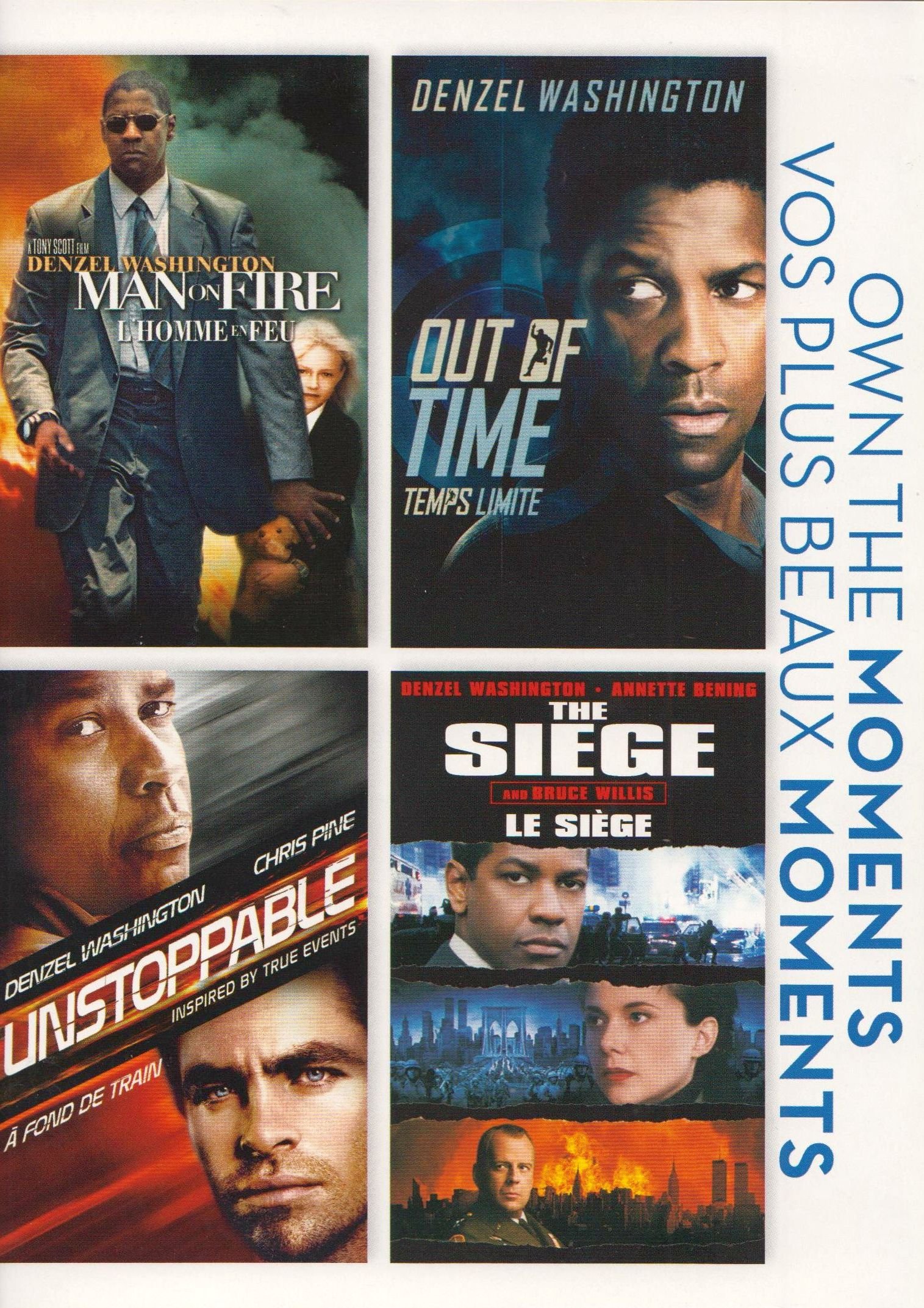 Man On Fire / Out Of Time / Unstoppable / The Siege - Action Movie DVD Collection | Thrilling Crime & Suspense Films for Movie Nights & Home Entertainment