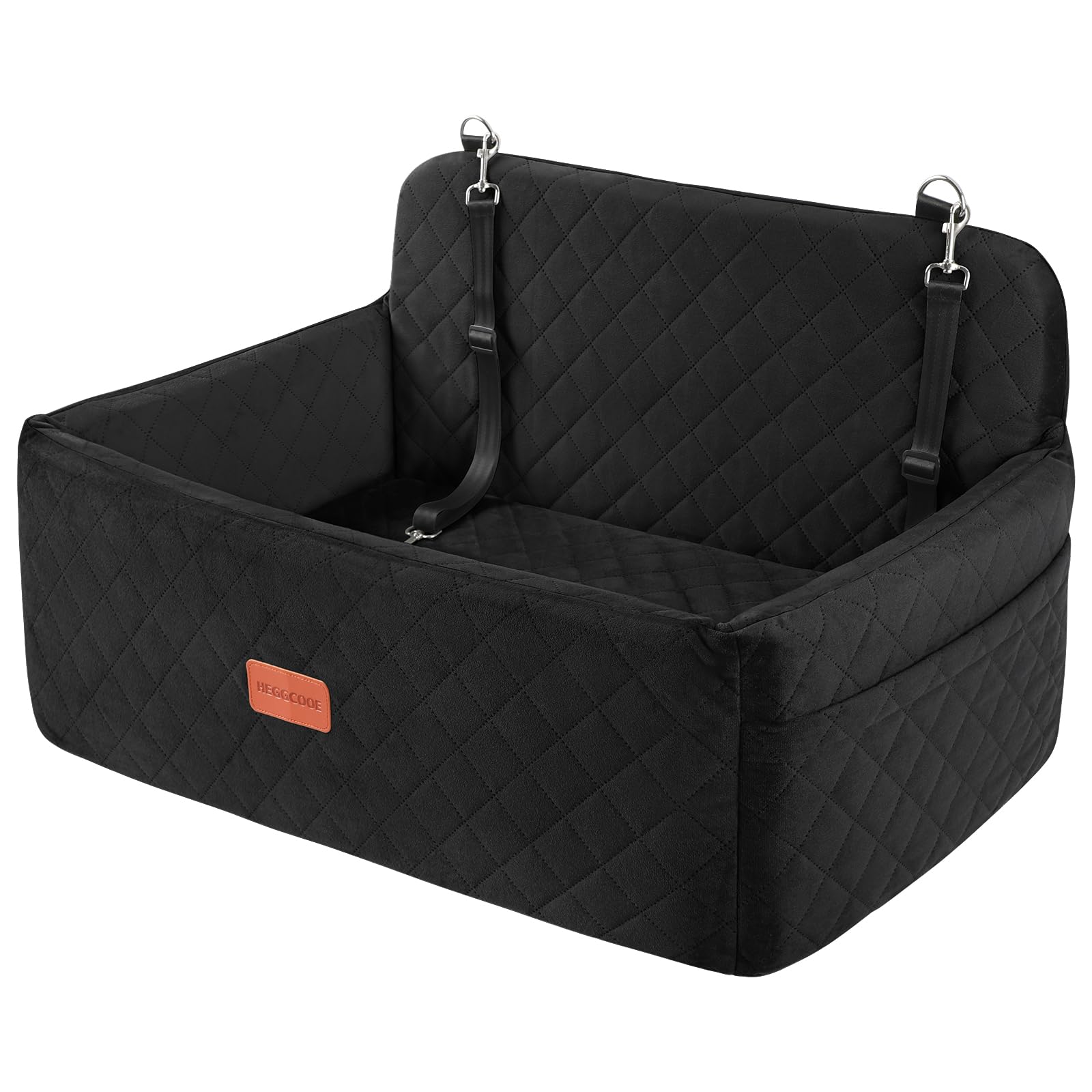 Premium Dog Car Seat for Medium & Large Dogs Up to 55 lbs - Washable Pet Booster Seat with Safety Leashes for Car Backseat | Travel Comfort for Pets | Perfect for Road Trips & Daily Commutes (Black)