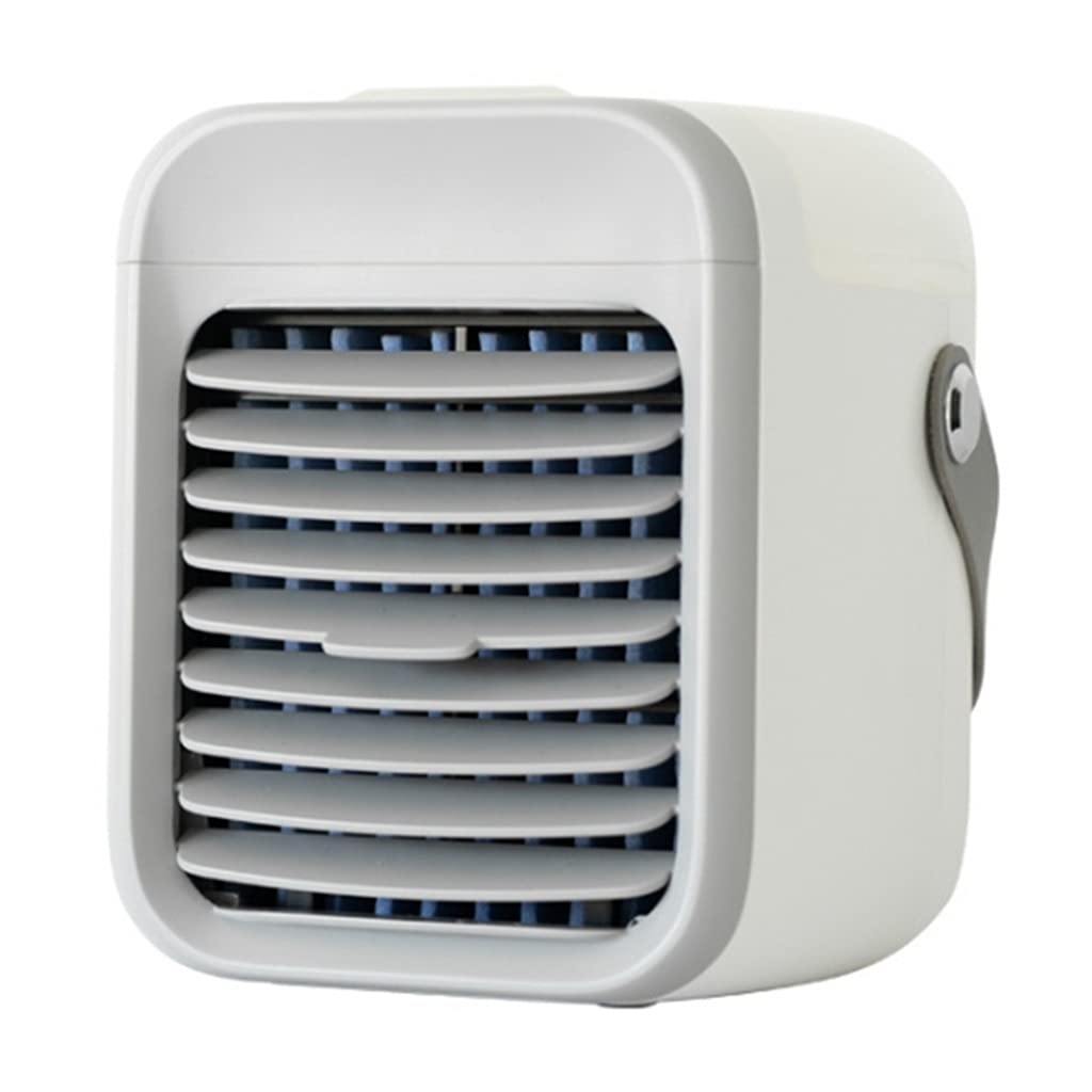GPPZM Mini USB Portable Air Cooler Fan - Desktop Air Conditioner with Humidifier & LED Light, Personal Cooling Fan for Home Office Travel (Gray) | Stay Cool at Work, Bedroom & Outdoor Activities