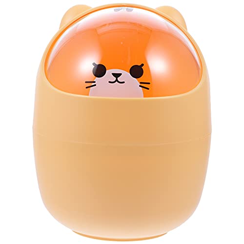 Veemoon Mini Desktop Trash Can with Shake Lid - Small Waste Bin for Office, Kitchen, Car & Desk - Cute Countertop Garbage Storage Bucket (Yellow) - Perfect for Home, Work & Travel Use