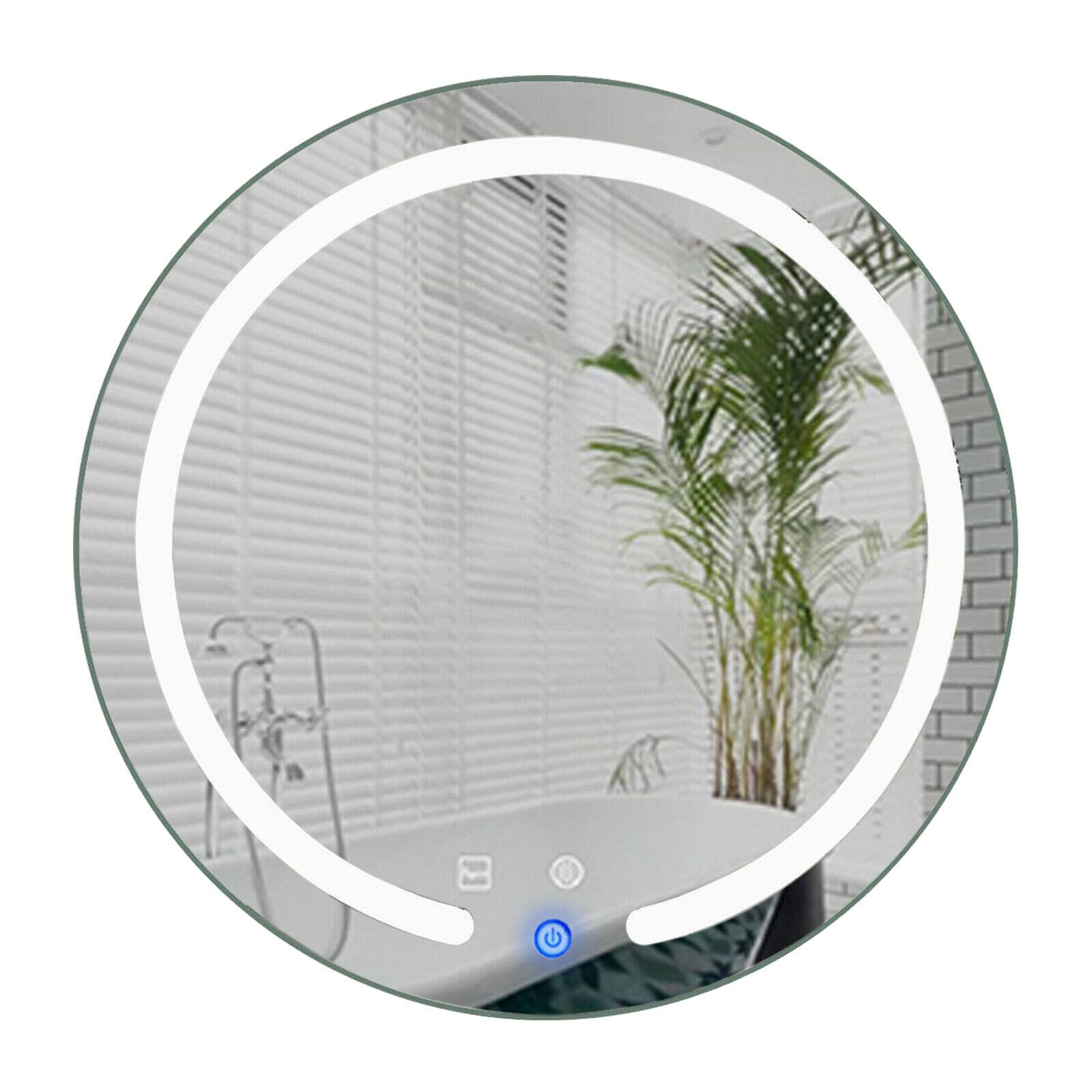 Round LED Bathroom Mirror with Touch Button - Wall Mounted Vanity Mirror with Adjustable Lighting for Makeup, Shaving & Home Decor (Bedroom, Living Room, Dining Room)