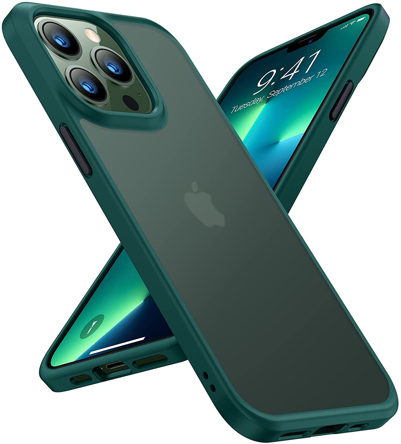 TORRAS Military Grade Shockproof iPhone 13 Pro Max Case - Translucent Matte Green Guardian Series with Premium Touch | Drop Protection Phone Cover for iPhone 13 Pro Max | Perfect for Outdoor Activities, Work & Daily Use