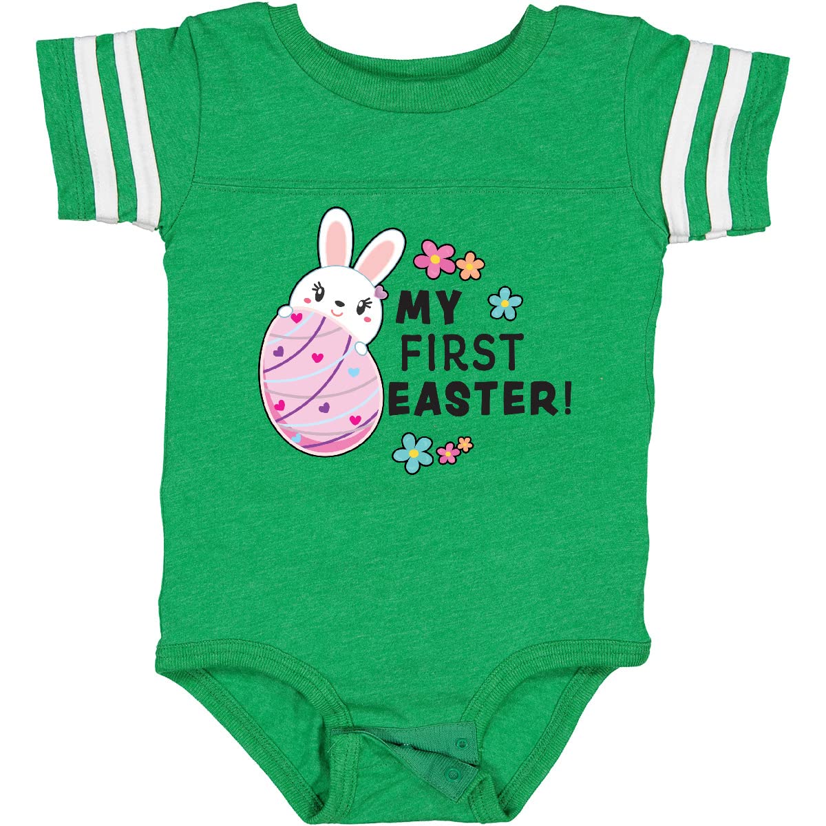 Inktastic My First Easter with Bunny Behind Egg Baby Bodysuit - Cute Easter Outfit for Newborns & Infants - Perfect for Easter Photos, Family Gatherings & Holiday Celebrations