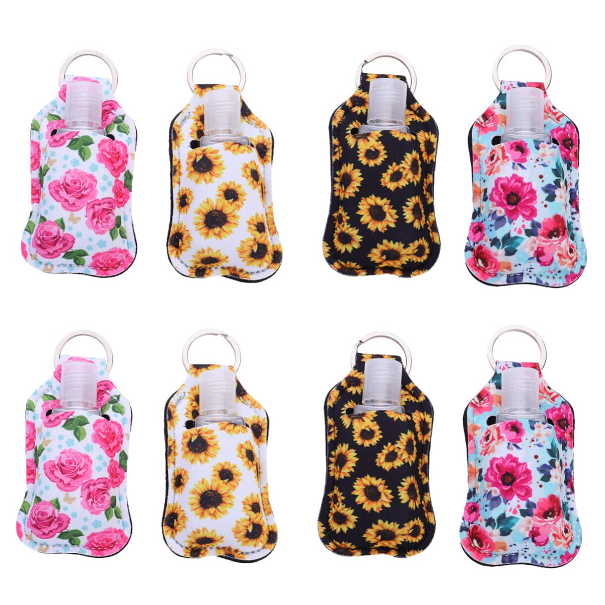 Healeved 16pcs Neoprene Travel Bottle Set - Perfume, Lip Gloss, Shampoo & Lotion Containers with Keychains | Leak-Proof Cosmetic Organizer for Makeup, Toiletries & Lipstick Storage | Perfect for Travel, Gym & Daily Use