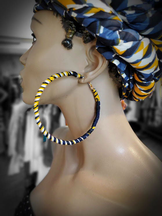 African Print Giga Hoop Earrings DPHG100JL - Bold Tribal Statement Jewelry for Women, Fashionable Afrocentric Accessories for Parties, Weddings & Cultural Events