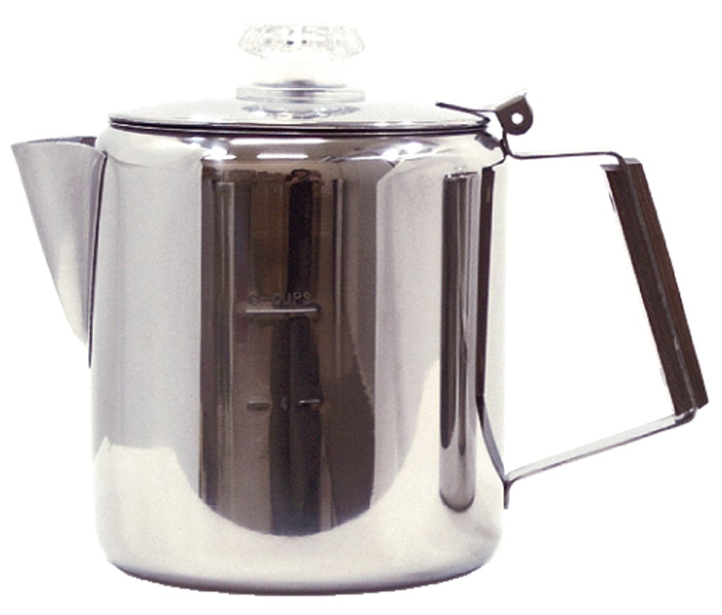 Nankai Tsusho 6-Cup Stainless Steel Coffee Percolator - 0211-002 | Durable Stovetop Coffee Maker for Camping, Home & Office Brewing