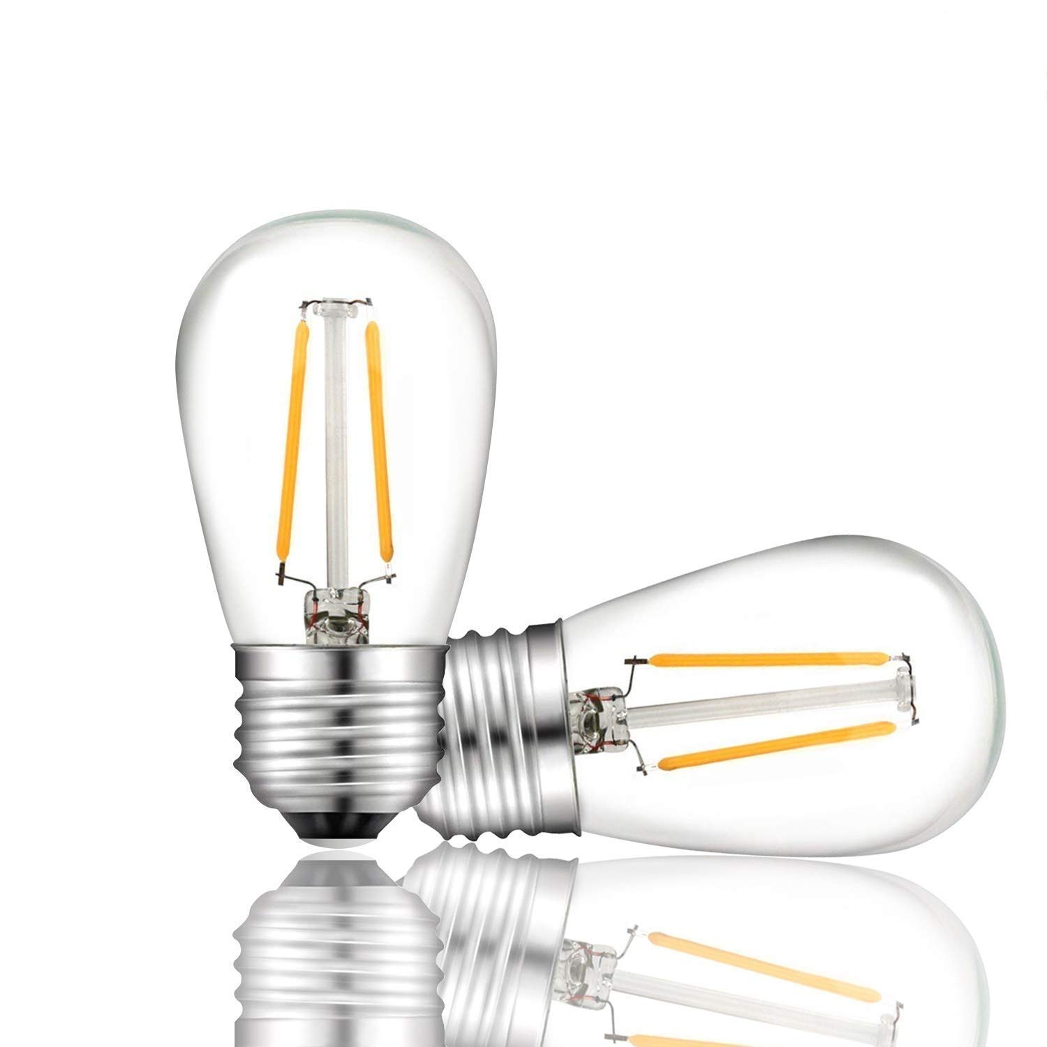 2-Pack YiLighting E26 Edison S14 2W Dimmable LED Light Bulbs - Shatterproof Warm White Plastic Bulbs for Outdoor String Lights Replacement - Perfect for Patio, Garden & Backyard Decoration