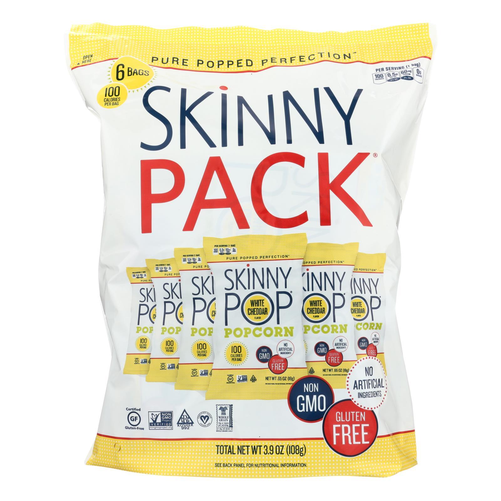 Skinny Pop Popcorn White Cheddar Snack Pack - Gluten Free, Non-GMO, Low Calorie Snacks for Office, School & Movie Nights