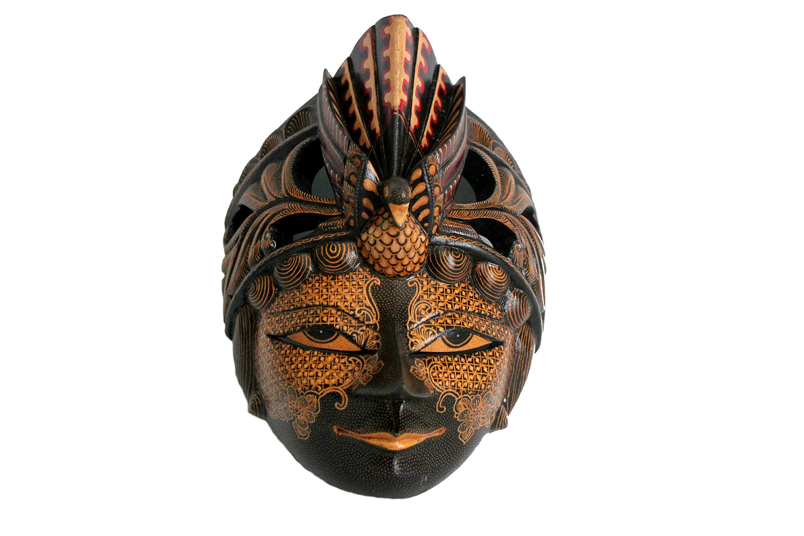 Handmade Wooden Peacock Batik Mask - Wall Decor for Home & Office