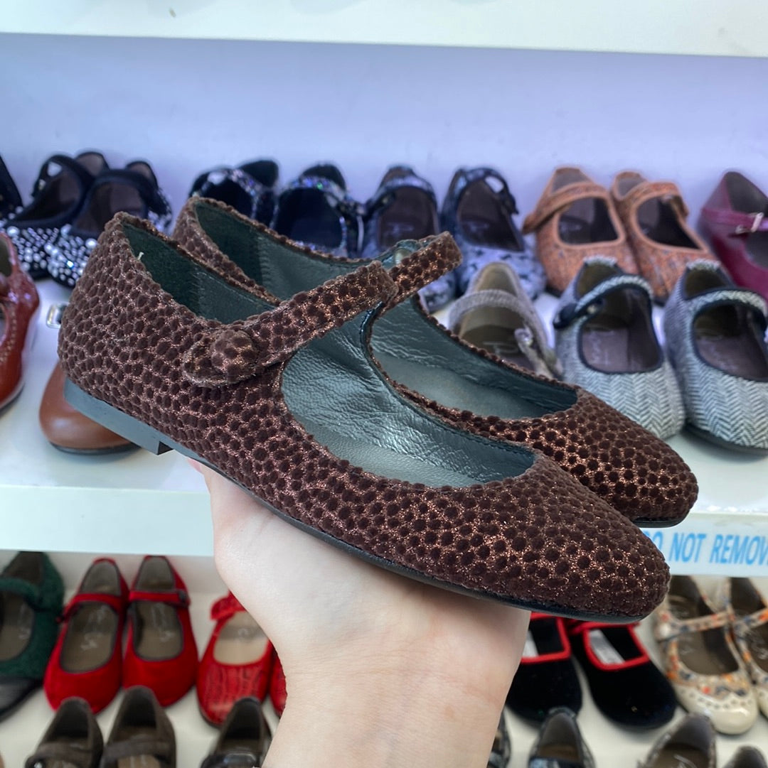 Elegant Dotted Bronze Pointed Mary Jane Pumps for Women - Comfortable Office & Party Shoes for Weddings, Work & Special Occasions