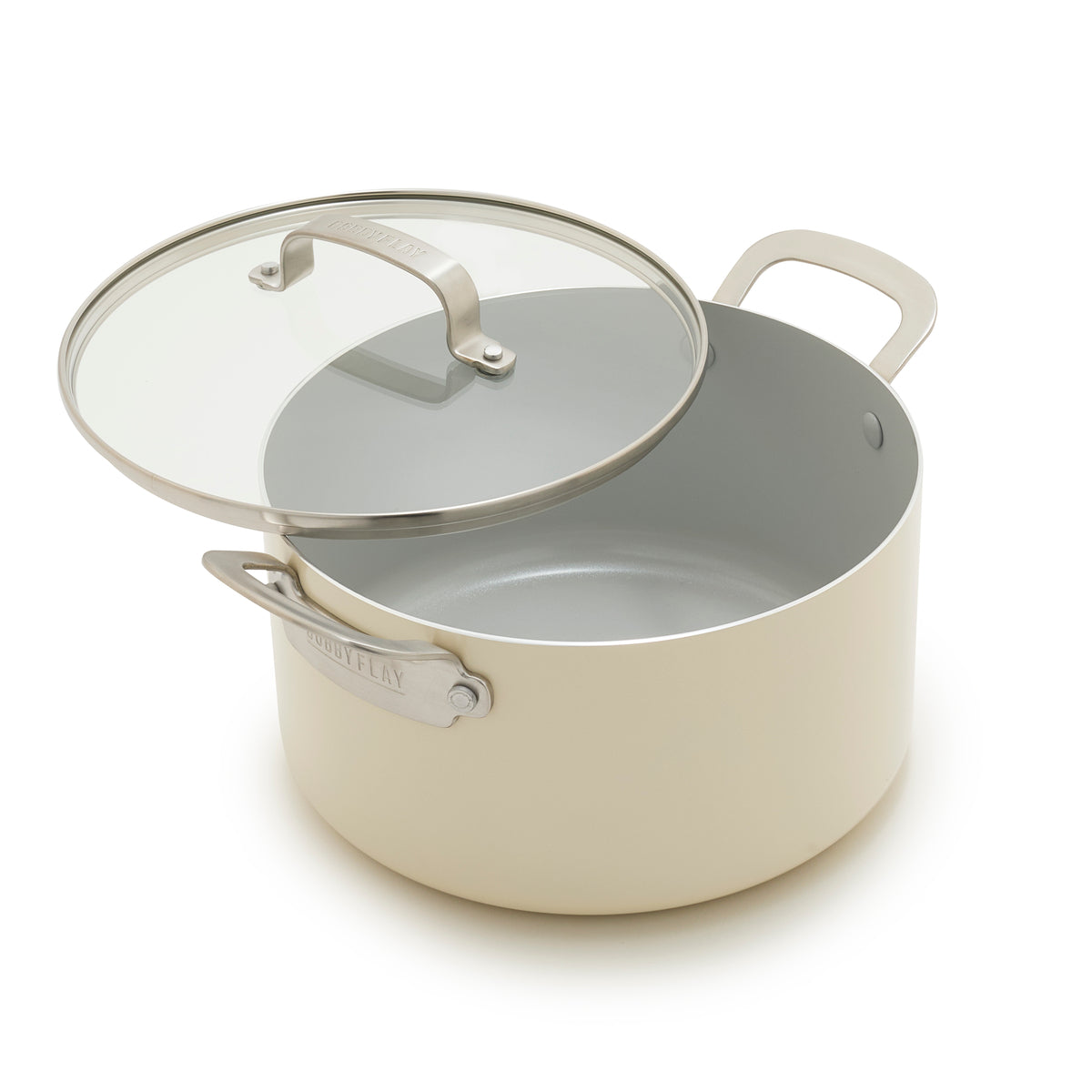 Bobby Flay by GreenPan Professional Ceramic Nonstick 6 Quart Stockpot with Lid - Cream | Durable & Healthy Cookware for Soups, Stews & Pasta | Perfect for Home Chefs & Professional Kitchens