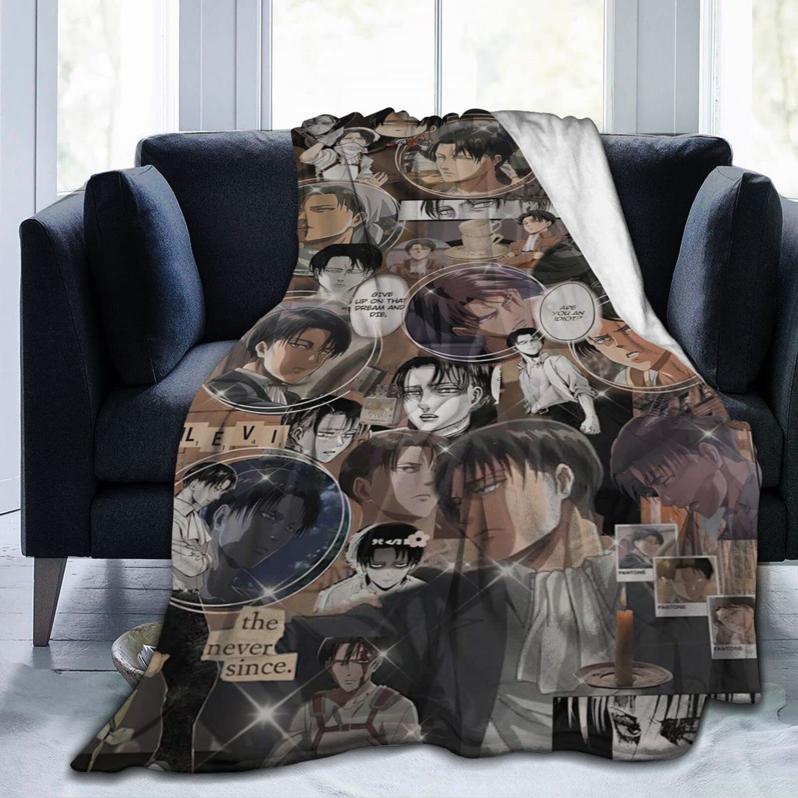 Levi Ackerman Anime Throw Blanket - Ultra Soft Flannel Blanket for Couch, Bed & Home Decor | Perfect Gift for Anime Fans
