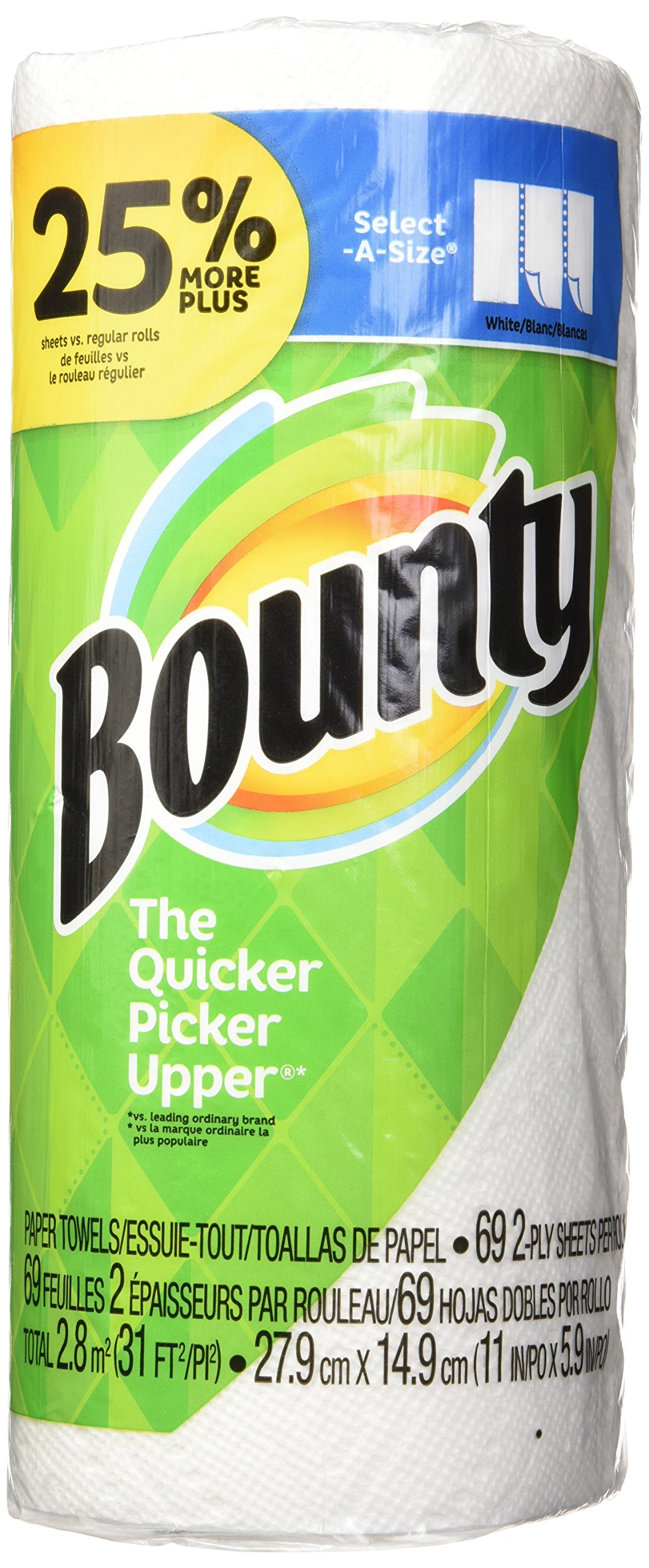 Bounty Select-A-Size 2-Ply Paper Towels | 69 Sheets per Roll | White | 2-Pack | Extra Absorbent for Kitchen, Cleaning & Spills