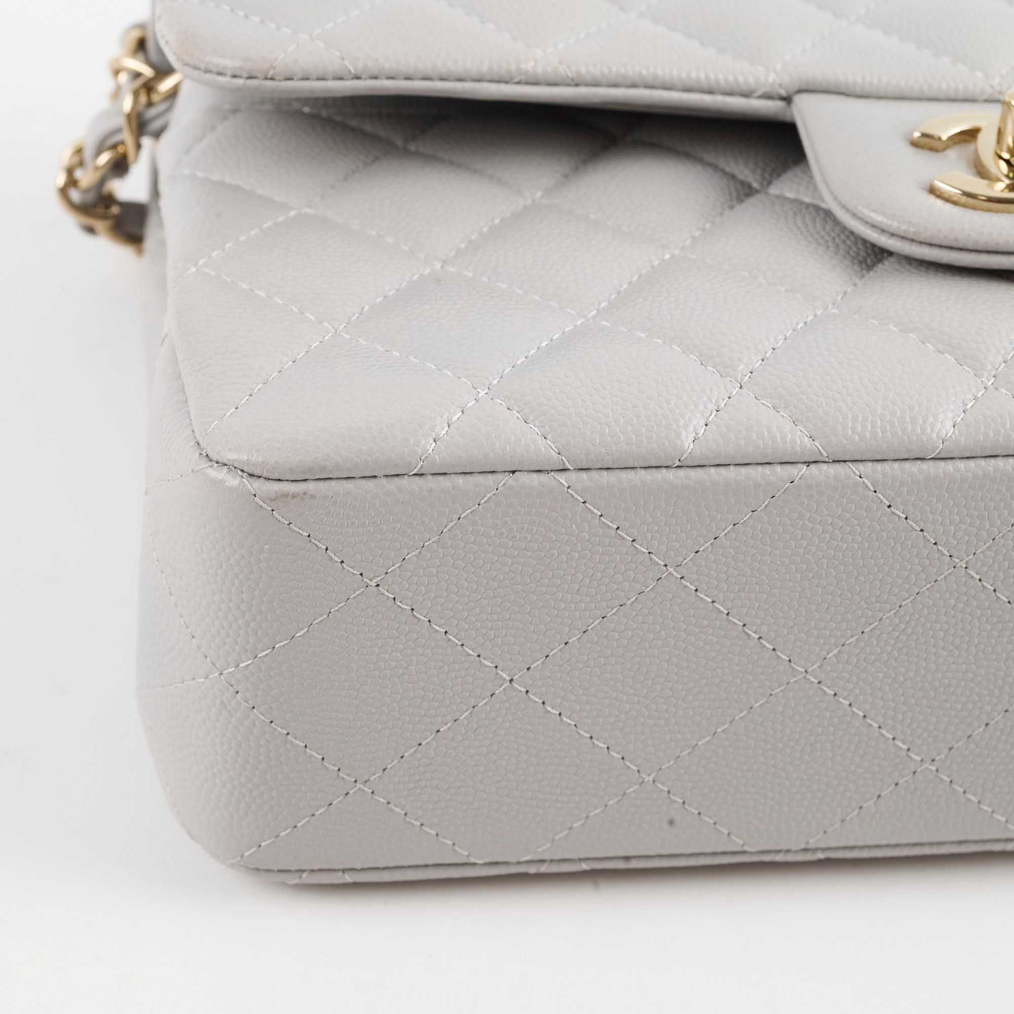 Chanel Small Caviar Double Classic Flap Bag in Dove Grey with Microchip - Luxury Designer Handbag for Women, Perfect for Evening Events & Special Occasions