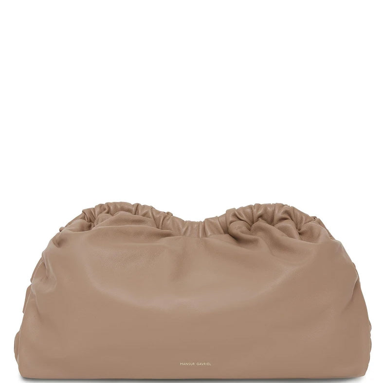 Premium Cloud Clutch Lambskin Leather Handbag in Biscotti - Elegant Women's Shoulder Bag for Evening Parties, Weddings & Special Occasions