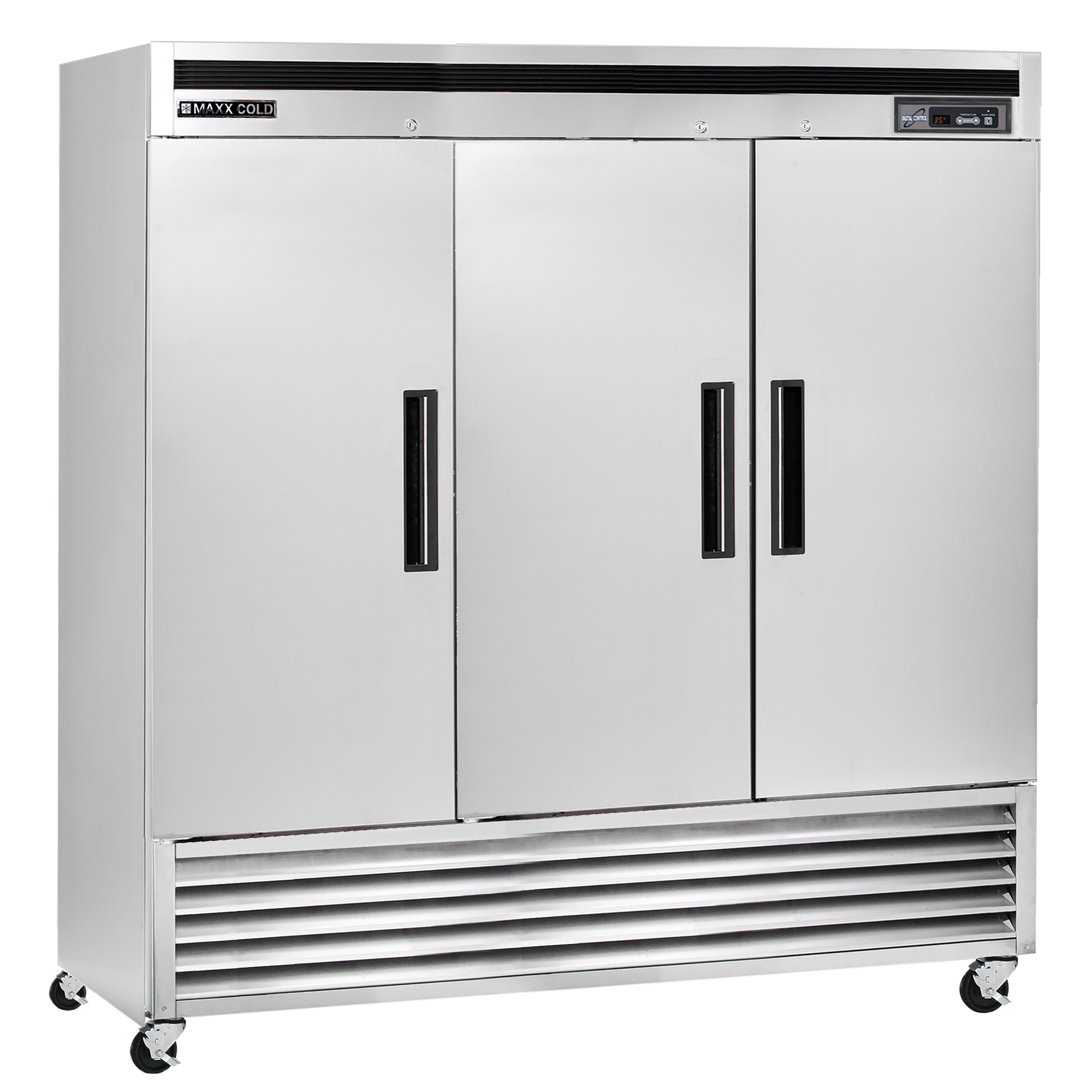 Maxx Cold MCF 72FDHC 72 cu.ft Stainless Steel Triple Door Reach-In Freezer - Bottom Mount, Energy Star Rated Commercial Freezer for Restaurants, Grocery Stores & Food Service Businesses - 81W Heavy-Duty Design