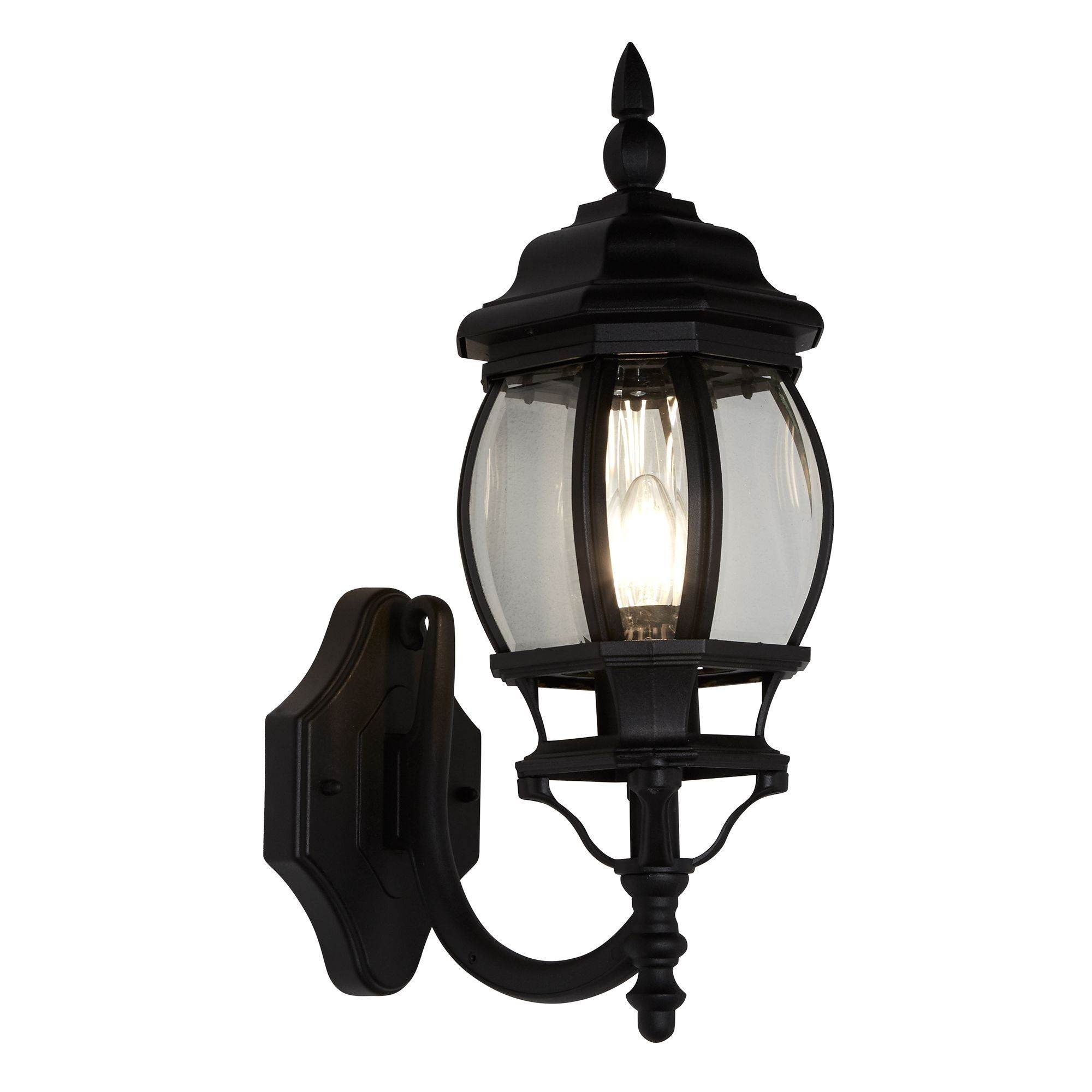 BEL AIRE IP44 Waterproof Black Outdoor Wall Uplight with Clear Polycarbonate Plates - Weatherproof Landscape Lighting for Garden, Patio, and Pathway Illumination