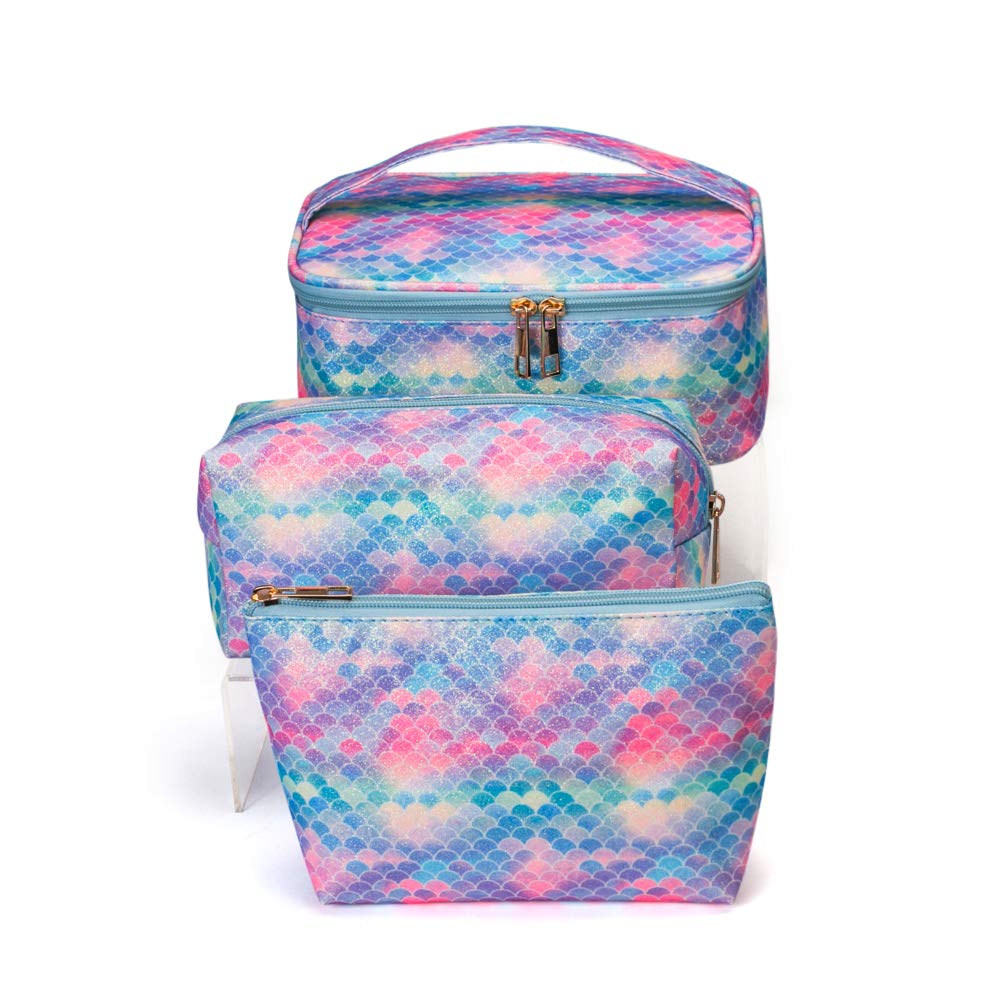 Hibala Waterproof Makeup Bag for Women - Portable Travel Cosmetic Organizer with Zipper, Multifunctional Toiletry Case, Mermaid Design - Perfect for Travel, Gym, Beach & Daily Use