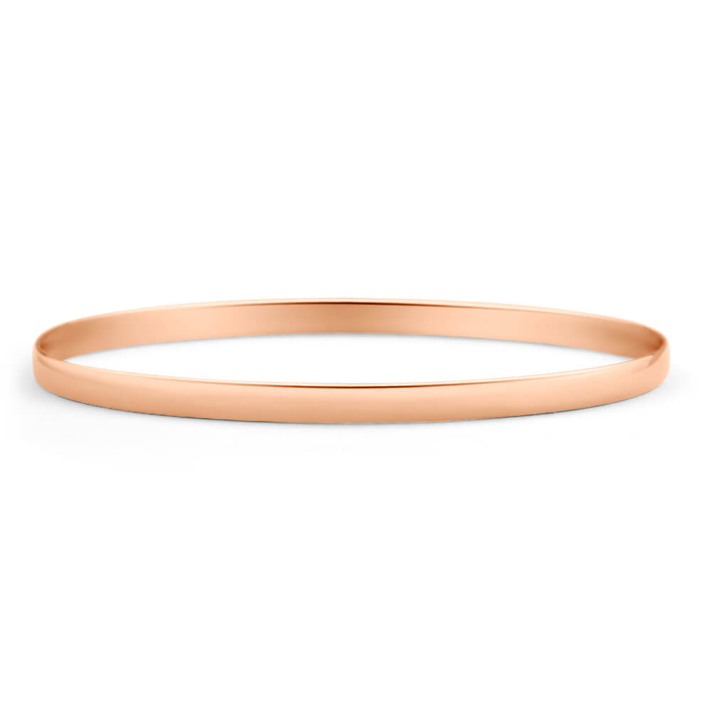 9ct Rose Gold 4mm Solid Bangle Bracelet for Women - Elegant Stackable Jewelry for Everyday Wear & Special Occasions