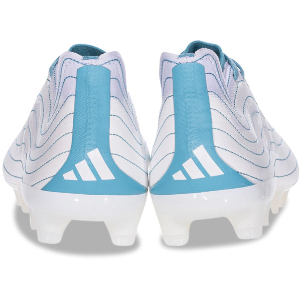 Adidas Copa Pure.1 FG Soccer Cleats - White/Grey/Blue | Firm Ground Football Boots for Men | Perfect for Matches & Training Sessions
