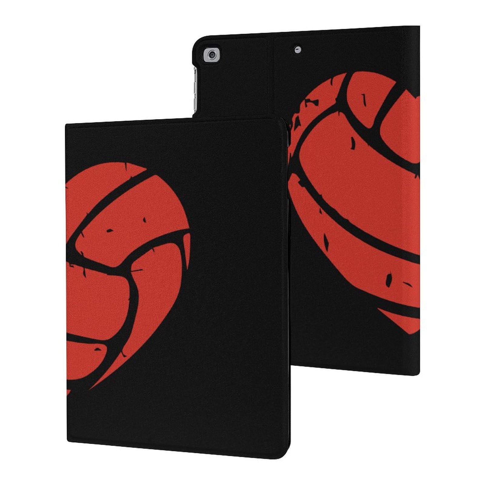 Volleyball Heart Slim Shockproof Waterproof Protective Case with Stand for iPad 2017/2018/Air 1/Air 2 (9.7 Inch) - Perfect for Sports Fans, Travel & Daily Use