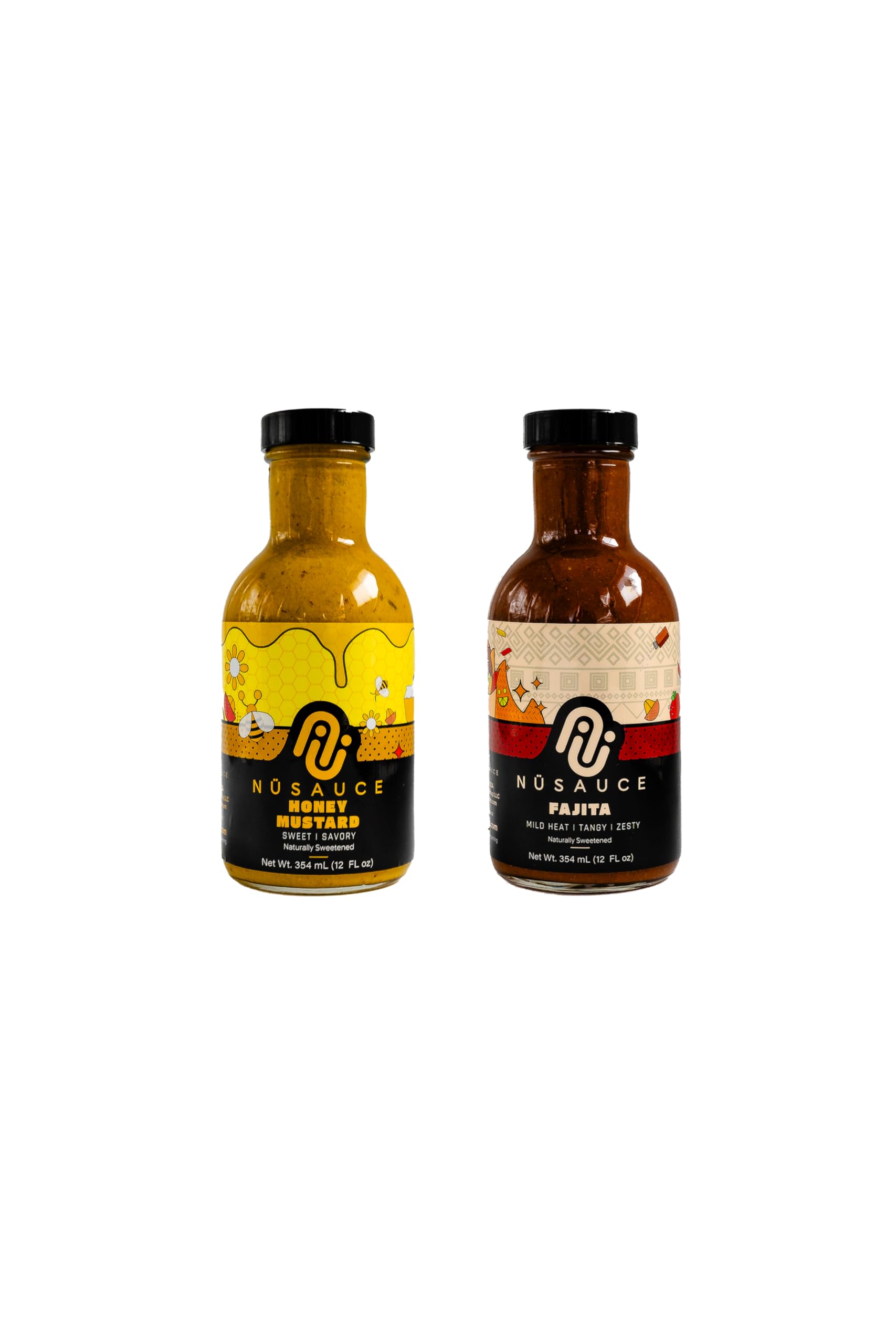 Duo Sauce NuSauce 12oz Bottle - Honey Mustard & Fajita Low Calorie Sauce Set | Premium Ingredients | Perfect for Salads, Wraps & Grilled Meals