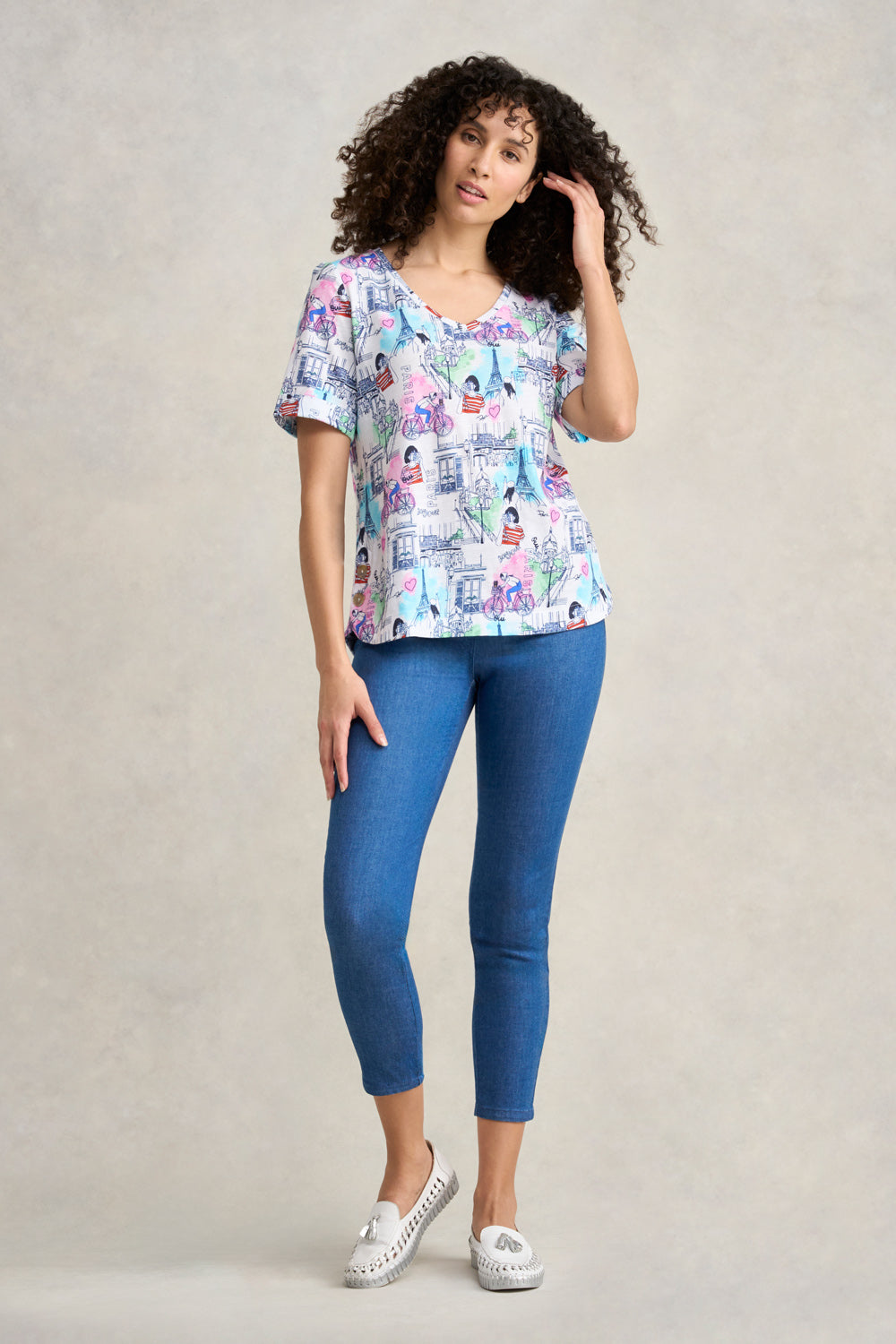 Printed V-Neck T-Shirt - Streets of Paris Design | Casual & Stylish Graphic Tee for Men & Women | Perfect for Streetwear, Travel & Everyday Outfits