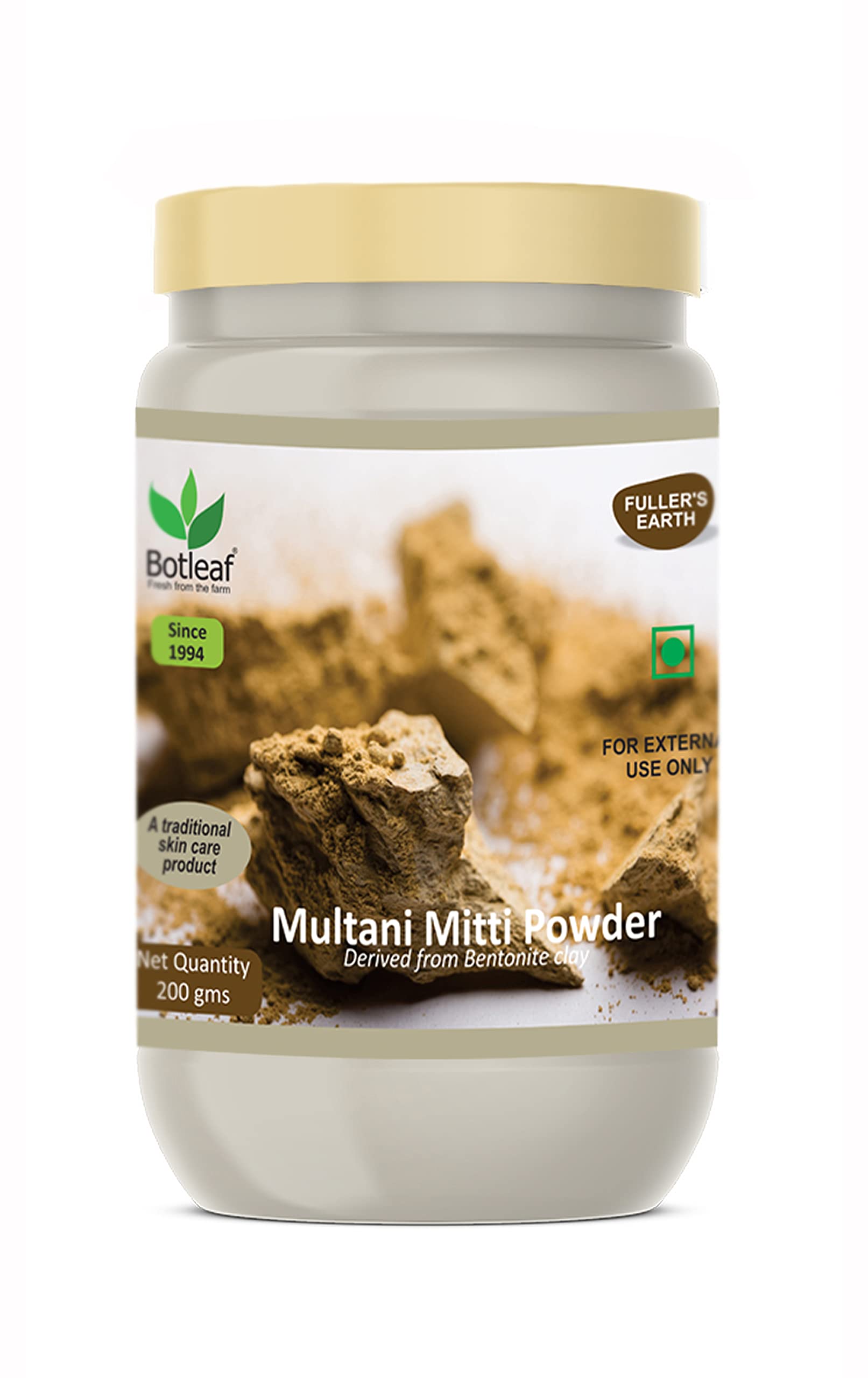 BOTLEAF Multani Mitti Powder 200g - 100% Natural Fuller's Earth Bentonite Clay for Hair & Skin Care | Face Mask for Glowing Skin | DIY Beauty Treatments & Spa Days at Home