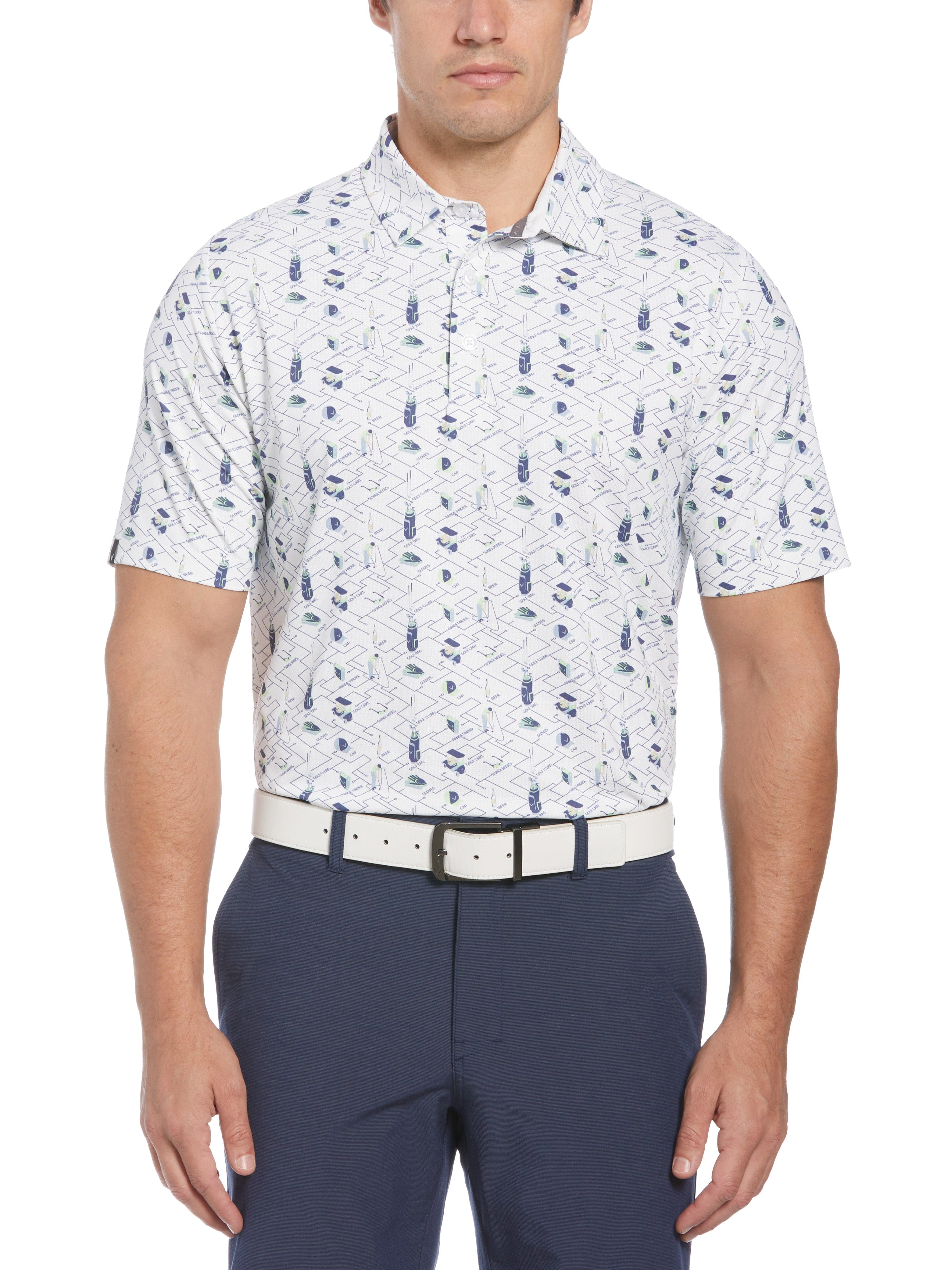 Men's Golf Polo Shirt with Stylish Print - Breathable & Comfortable for Golfing, Casual Wear & Outdoor Activities