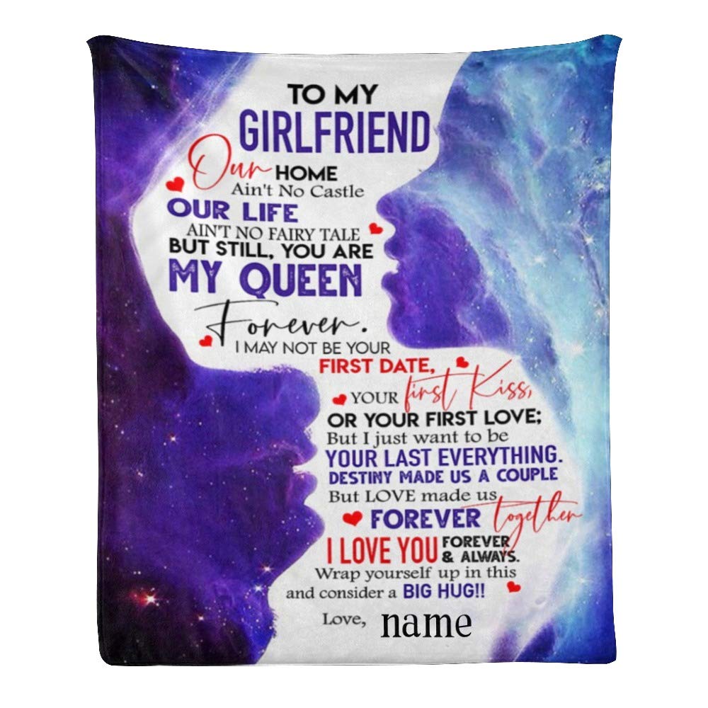 Custom Personalized Fleece Throw Blanket with Name Text - Soft 50x60 Inch Blanket for Girlfriend, Couples, Wife - Perfect Gift for Anniversary, Valentine's Day, Christmas - Cozy for Bed, Sofa & Travel