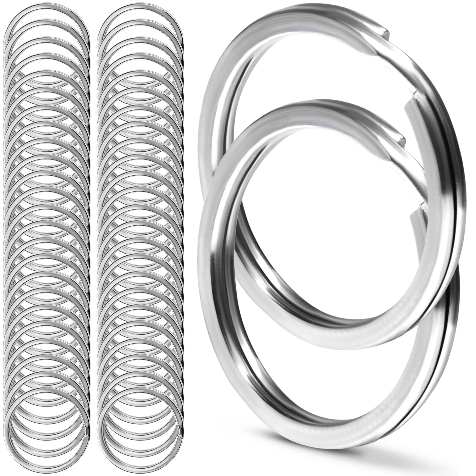 **50pcs Stainless Steel 316L Split Key Rings - 1 Inch (25mm) Marine Grade Keychain Rings for Car Keys, Boat Keys & Outdoor Gear - Durable & Corrosion Resistant**